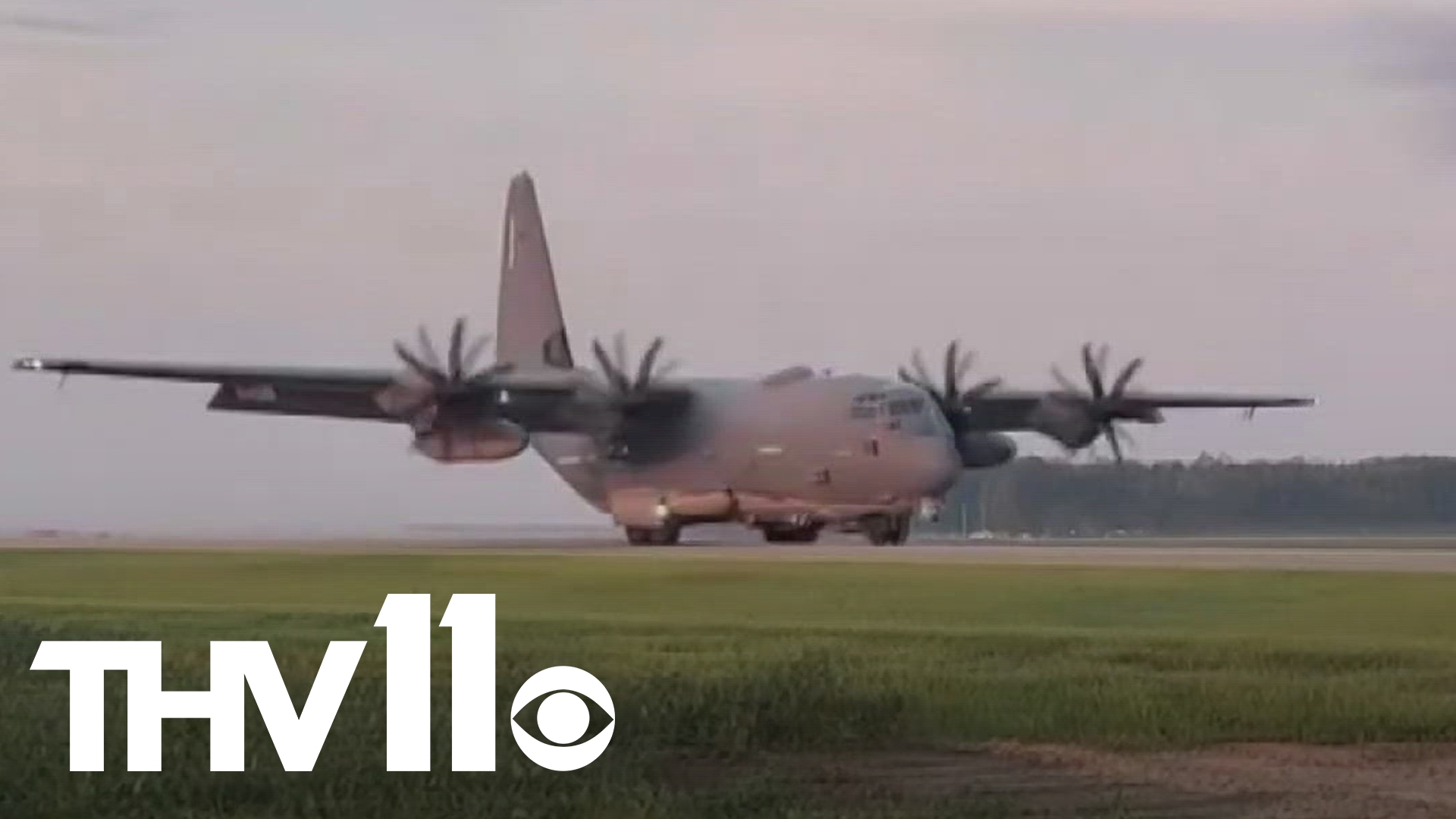 A stretch on Highway 63 in Bono was closed and turned into a landing strip for one of the military's biggest planes to practice emergency landing exercises.