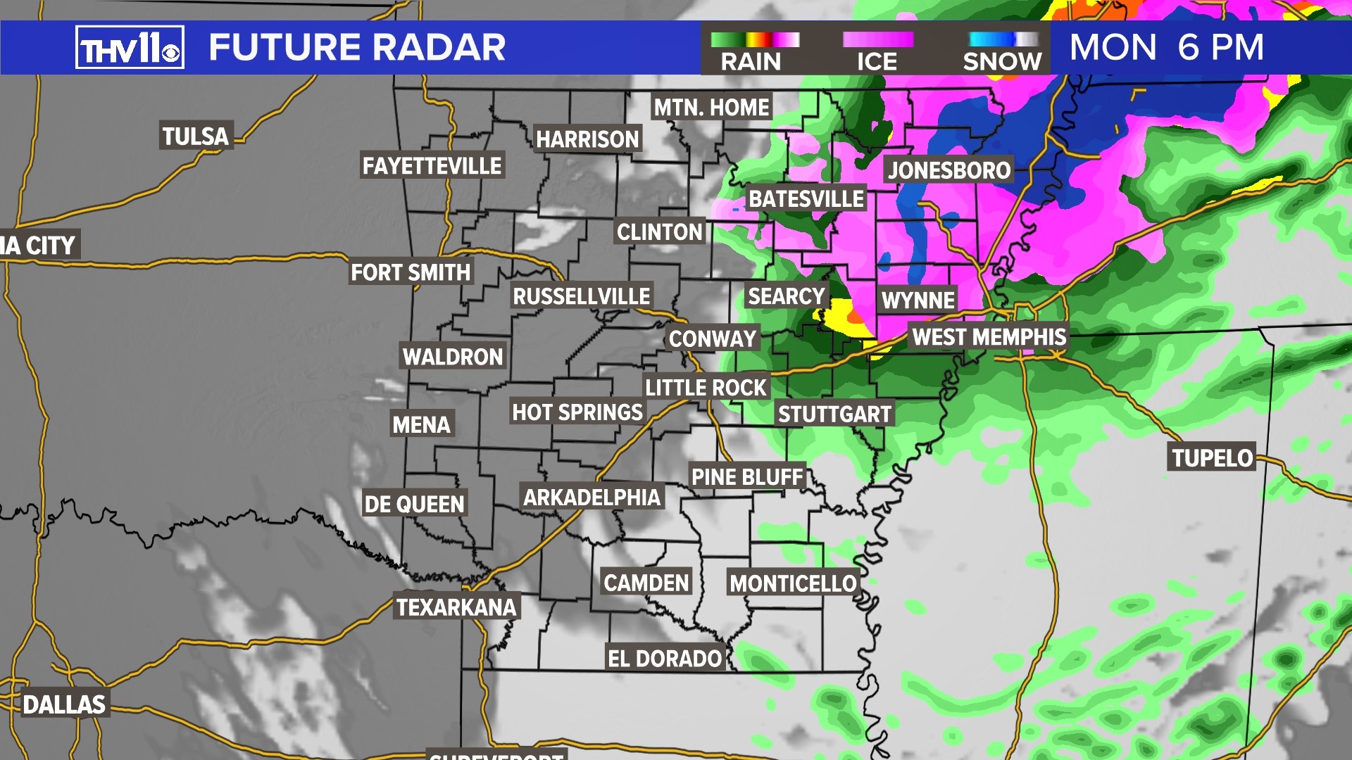 Winter weather to sweep Arkansas on Monday