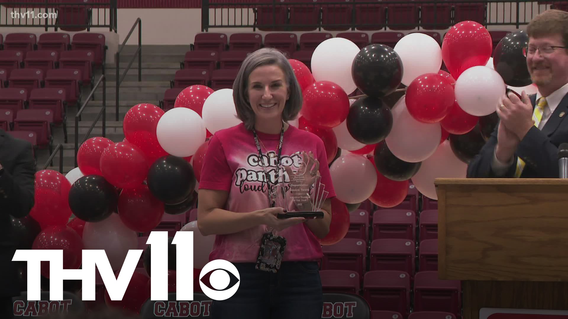 One teacher in Cabot was recognized for her devotion in a gymnasium filled with children that she aims to help every day.