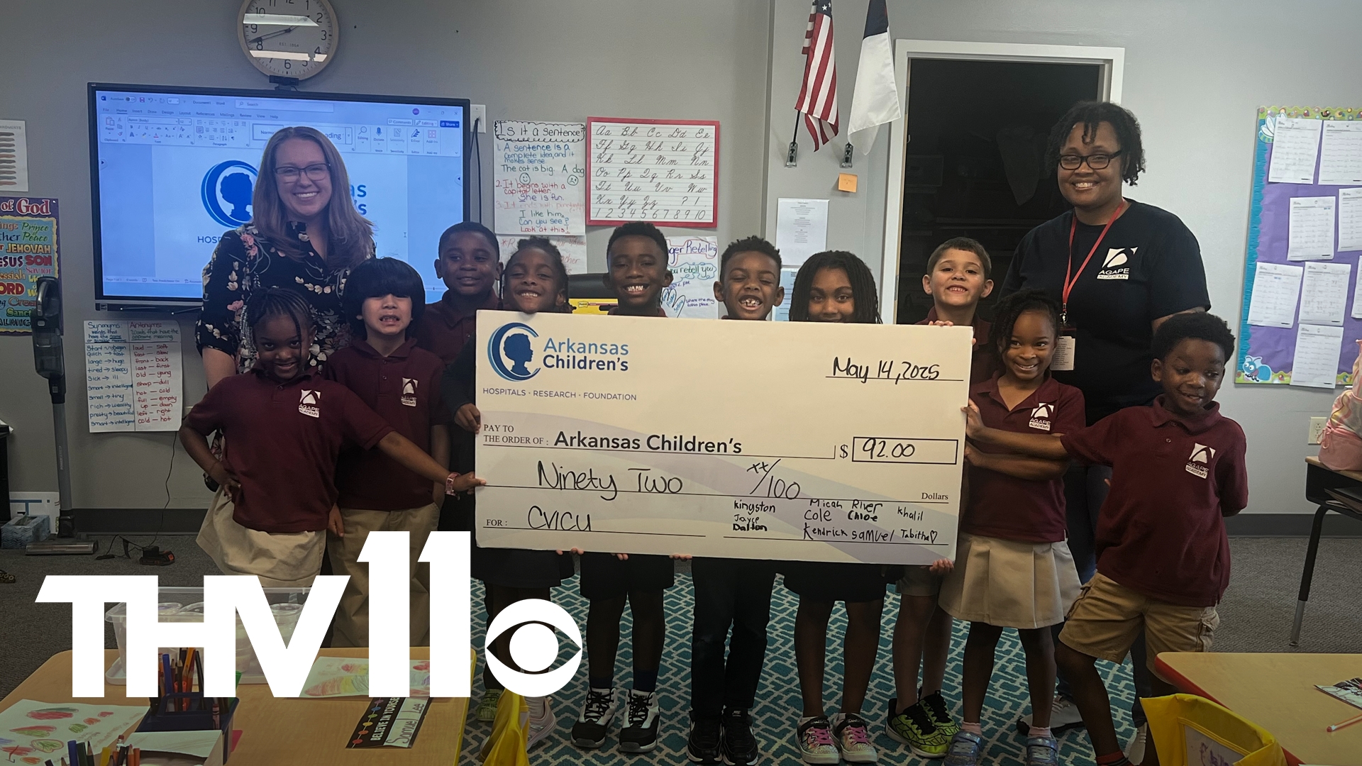 A group of first graders at the Agape Academy in Little Rock decided to donate their profits from slime sales to the Arkansas Children's Hospital.