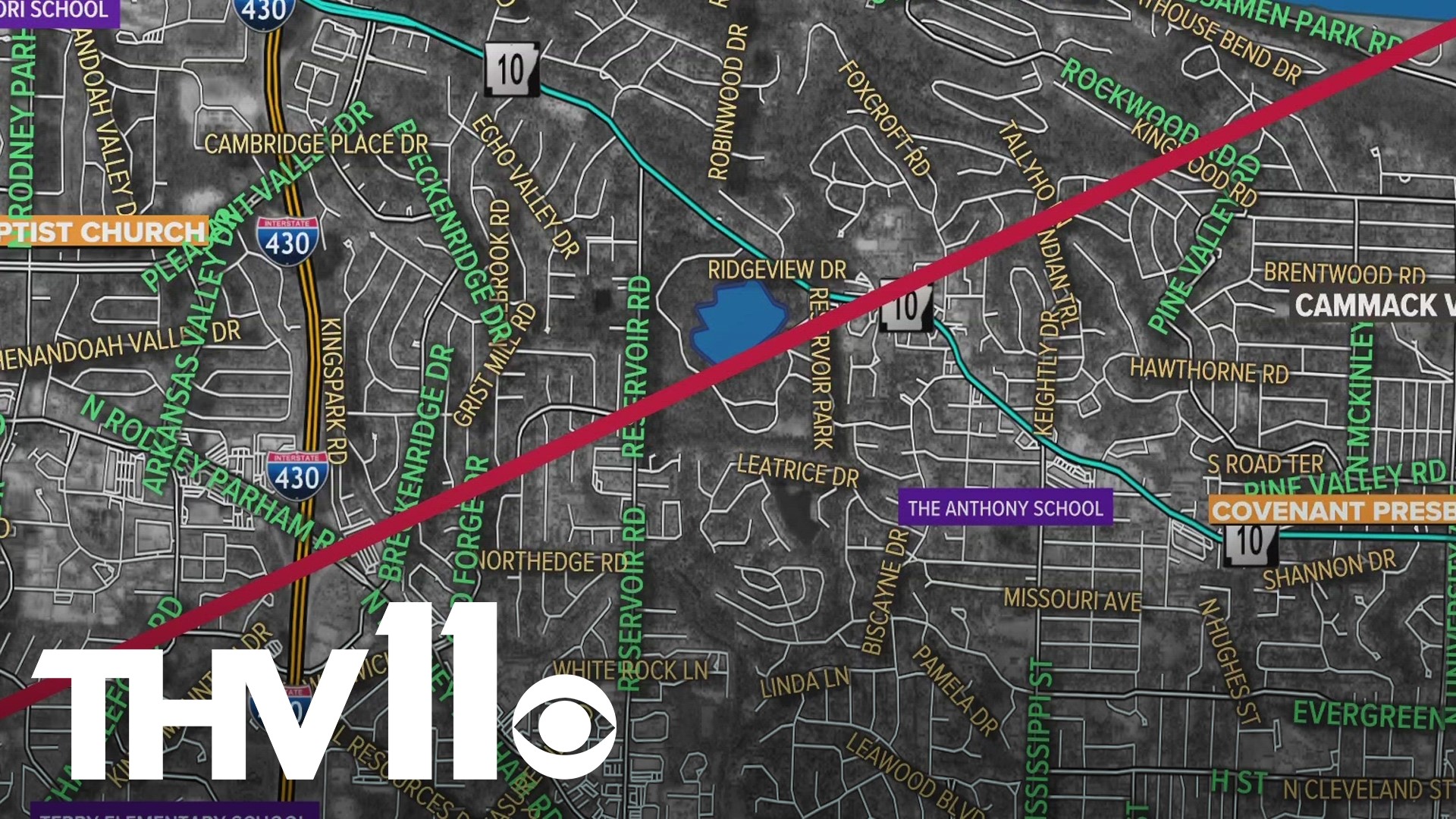 Here's the path the tornado took in West Little Rock, Arkansas on