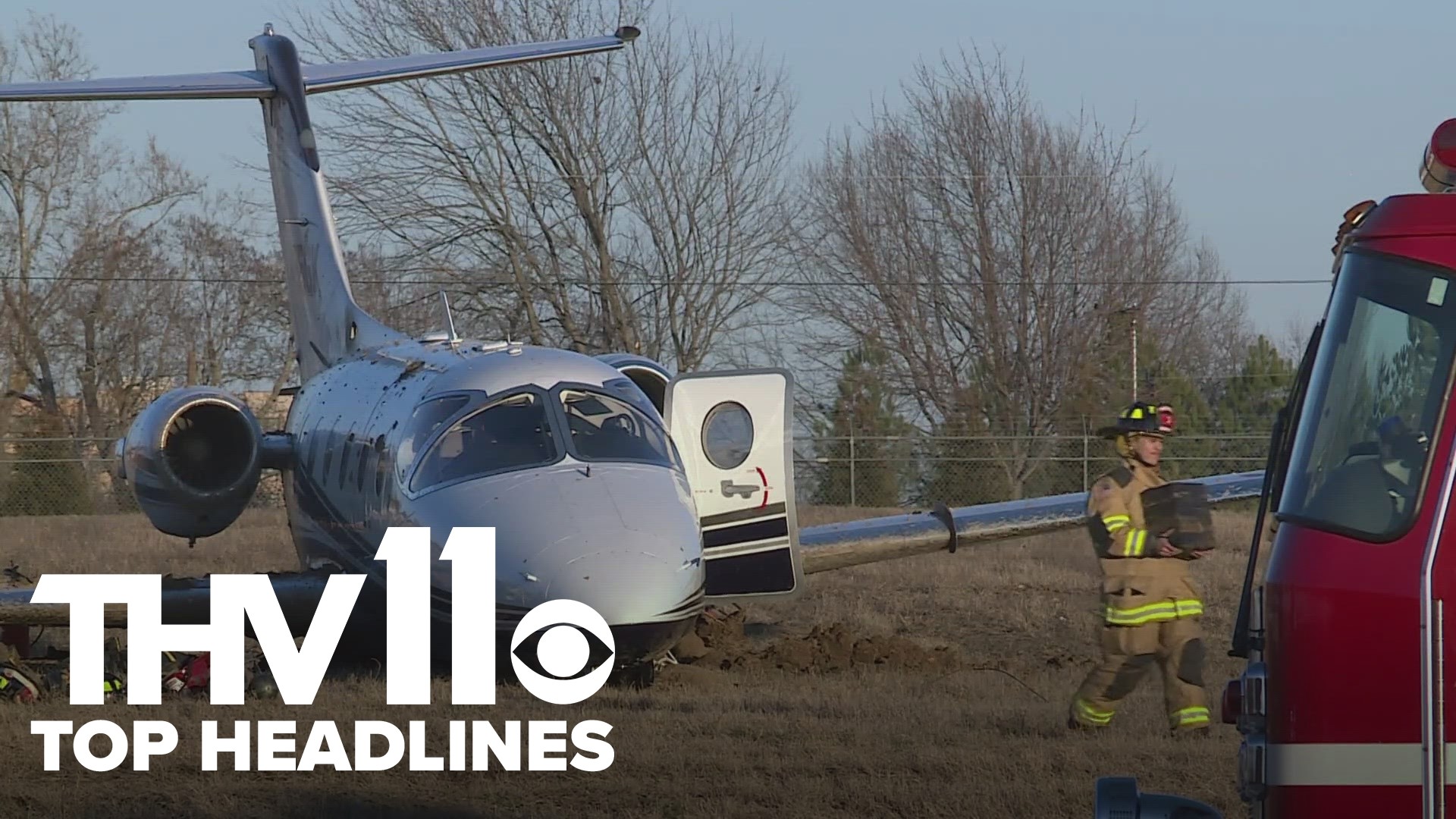 Jurnee Taylor presents Arkansas's top news stories for February 15, 2024, including a failed plane takeoff in Bentonville and statewide road repairs.