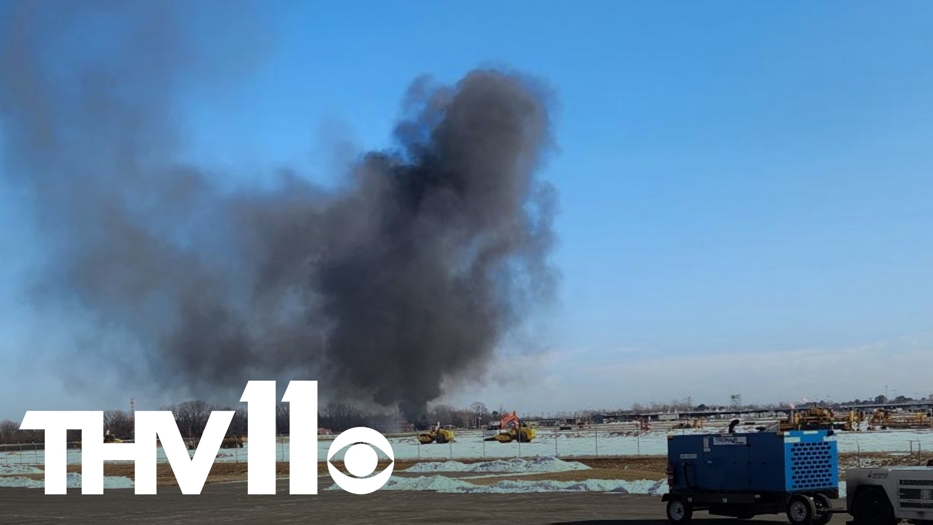 Smoke could be seen in the sky after a small airplane crashed while taking off from the Bill and Hillary Clinton National Airport in Little Rock.