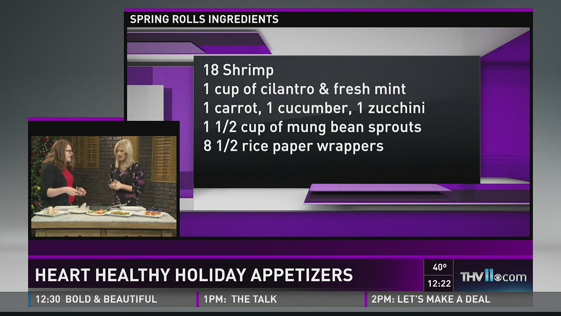 Rebecca Buerkle with the American Heart Association joined THV11 to show us some heart healthy holiday appetizers
