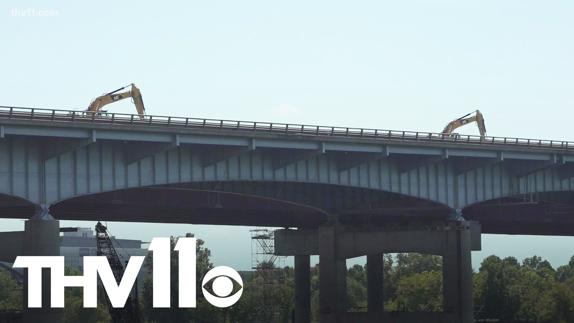 Progress is being made, as construction crews began the demolition of the existing Arkansas River Bridge on Monday.