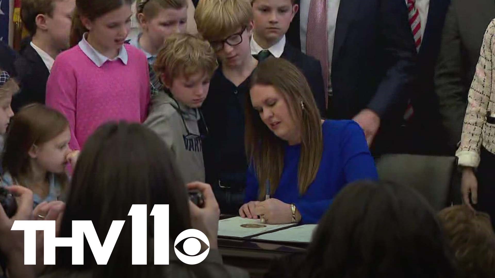 Gov. Sarah Huckabee Sanders has signed the Arkansas LEARNS bill into law, which she has said will be a "conservative" reform for education in the state.