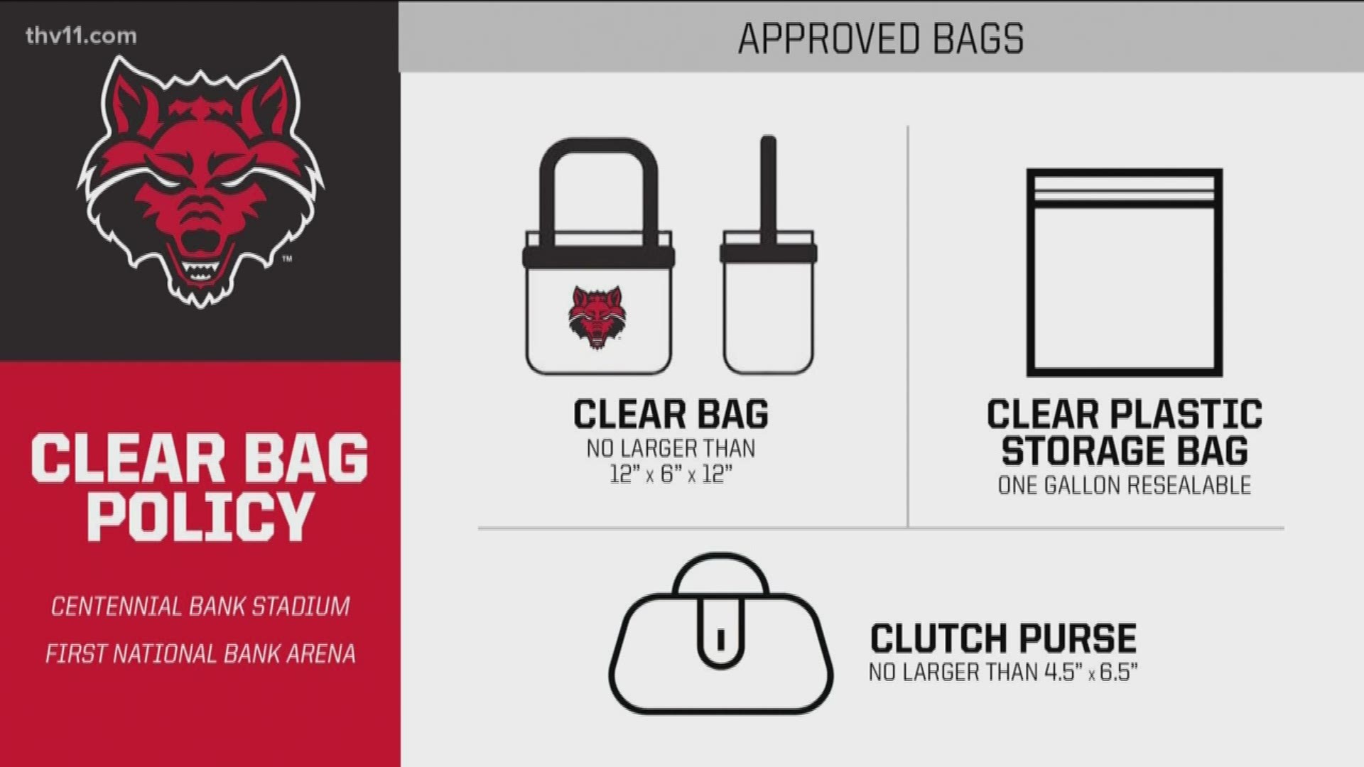 The Arkansas State Athletics Department is implementing a Clear Bag Policy beginning with the 2019-20 athletics seasons.