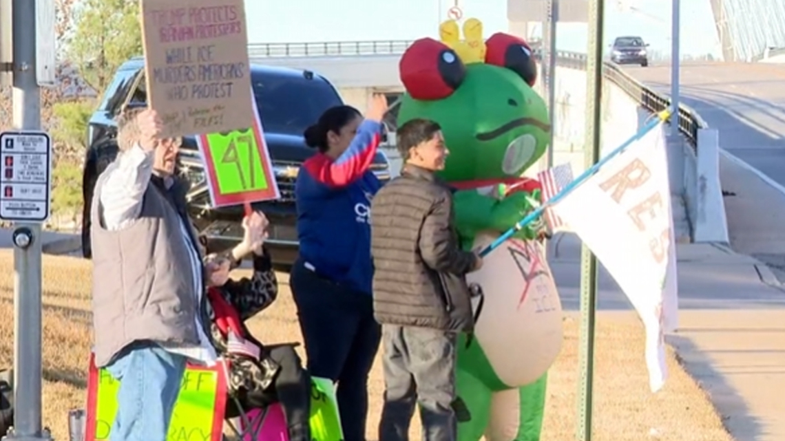 Protestors gather in downtown Little Rock to condemn ICE surge