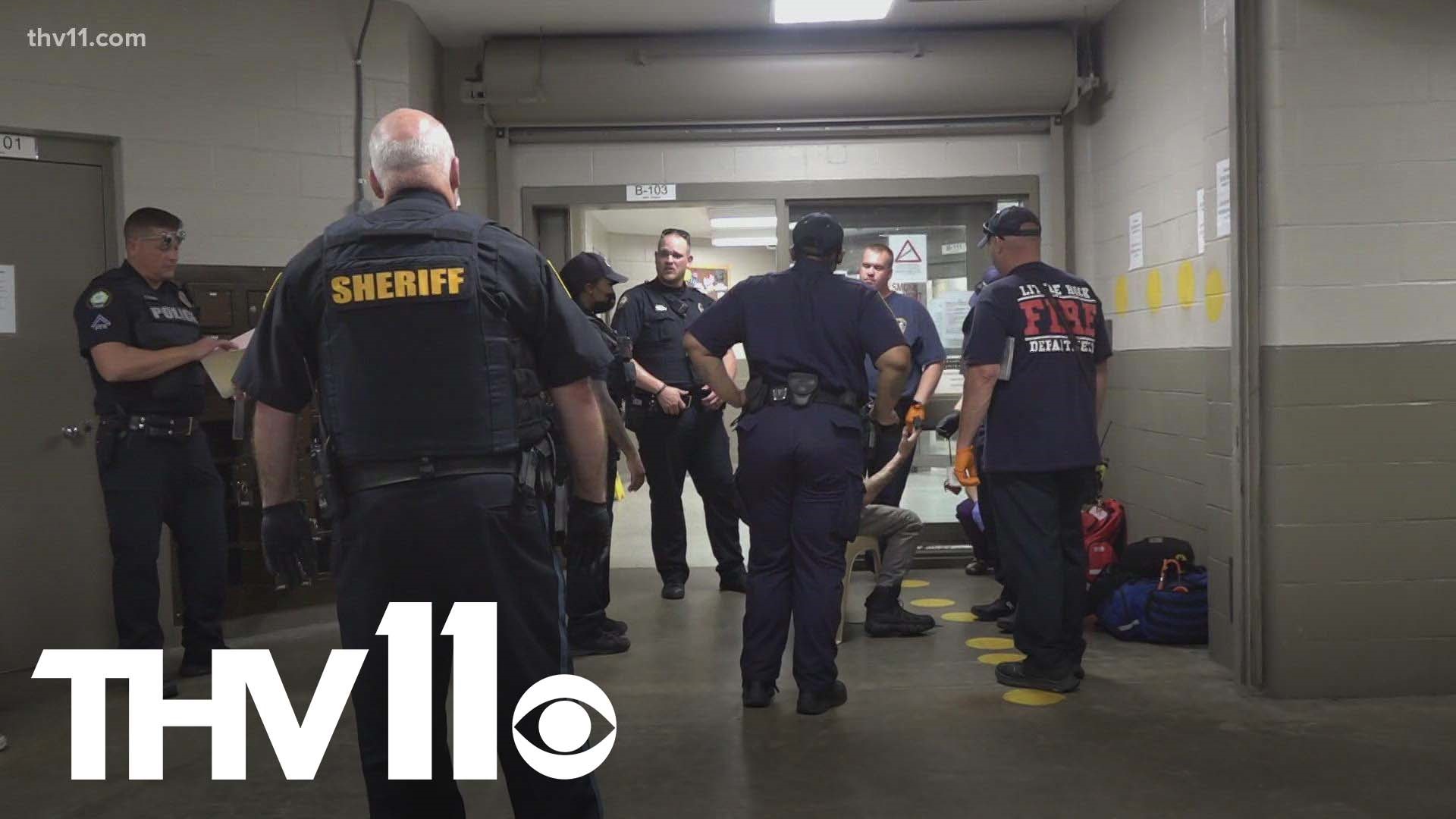 Dozens of people are arrested and booked into jail each day in Arkansas, with detention centers focused on making sure that remains safe even before inmates arrive.