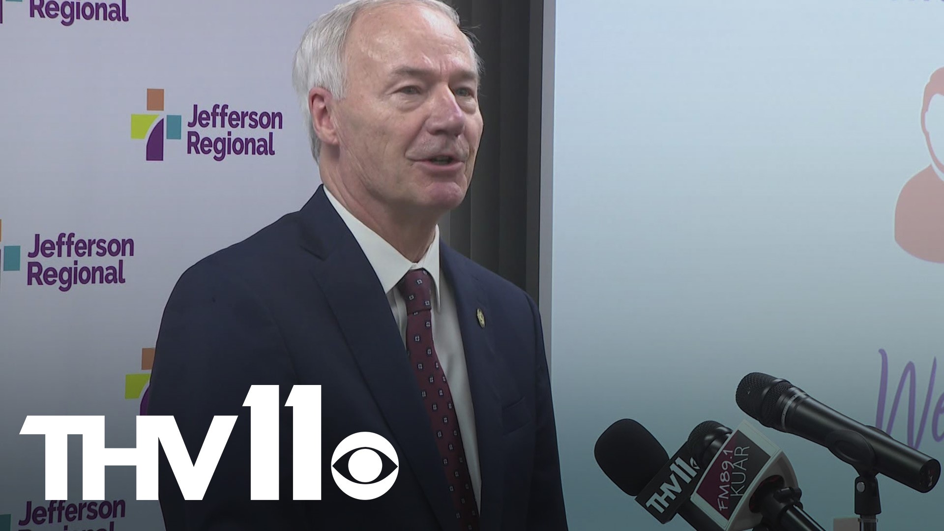 Gov. Asa Hutchinson and others reflected on the anniversary of the first COVID-19 case in Arkansas, which was reported in Pine Bluff.