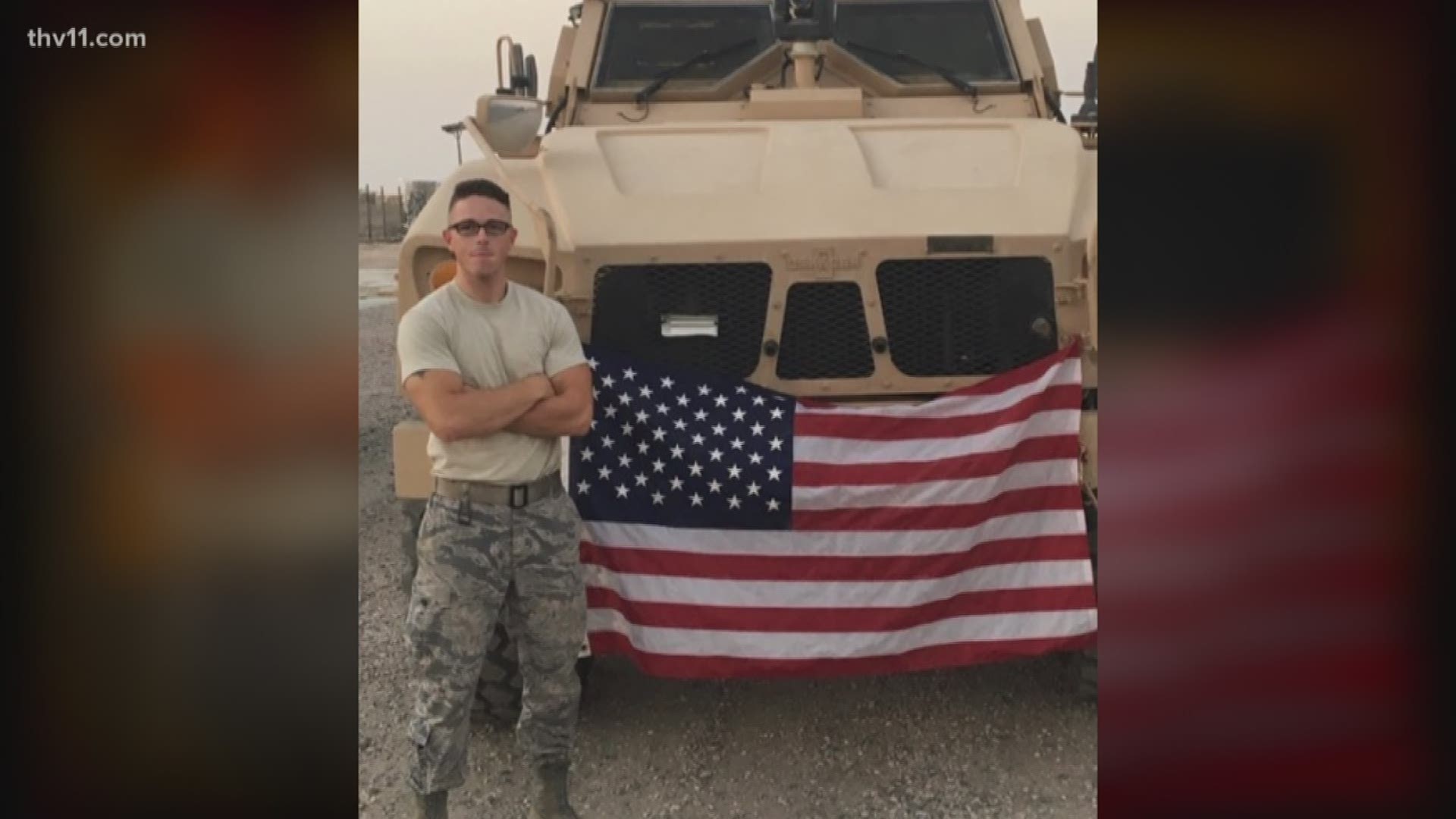 An airman killed while trying to stop an armed robbery is being remembered as a hero.