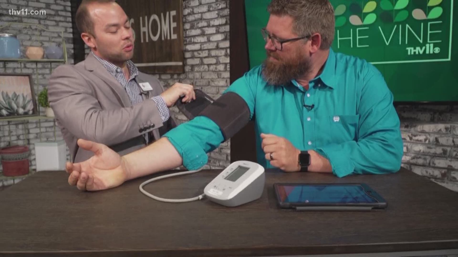 The Vine's Adam Bledsoe checked his blood pressure with the American Heart Association.