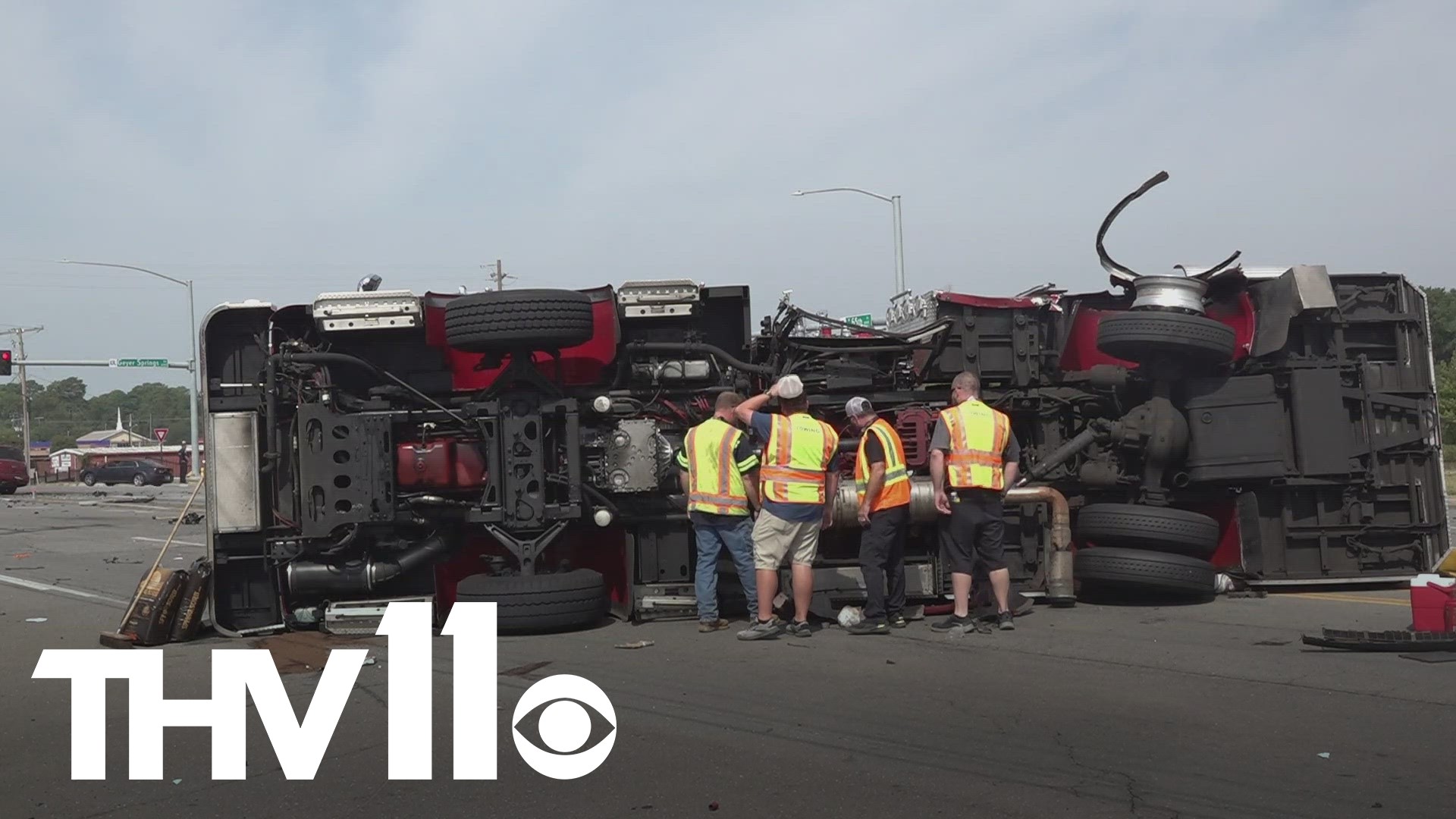 The public is urged to avoid the area of 65th and Geyer Springs Road due to a crash between a Little Rock fire truck and an SUV.