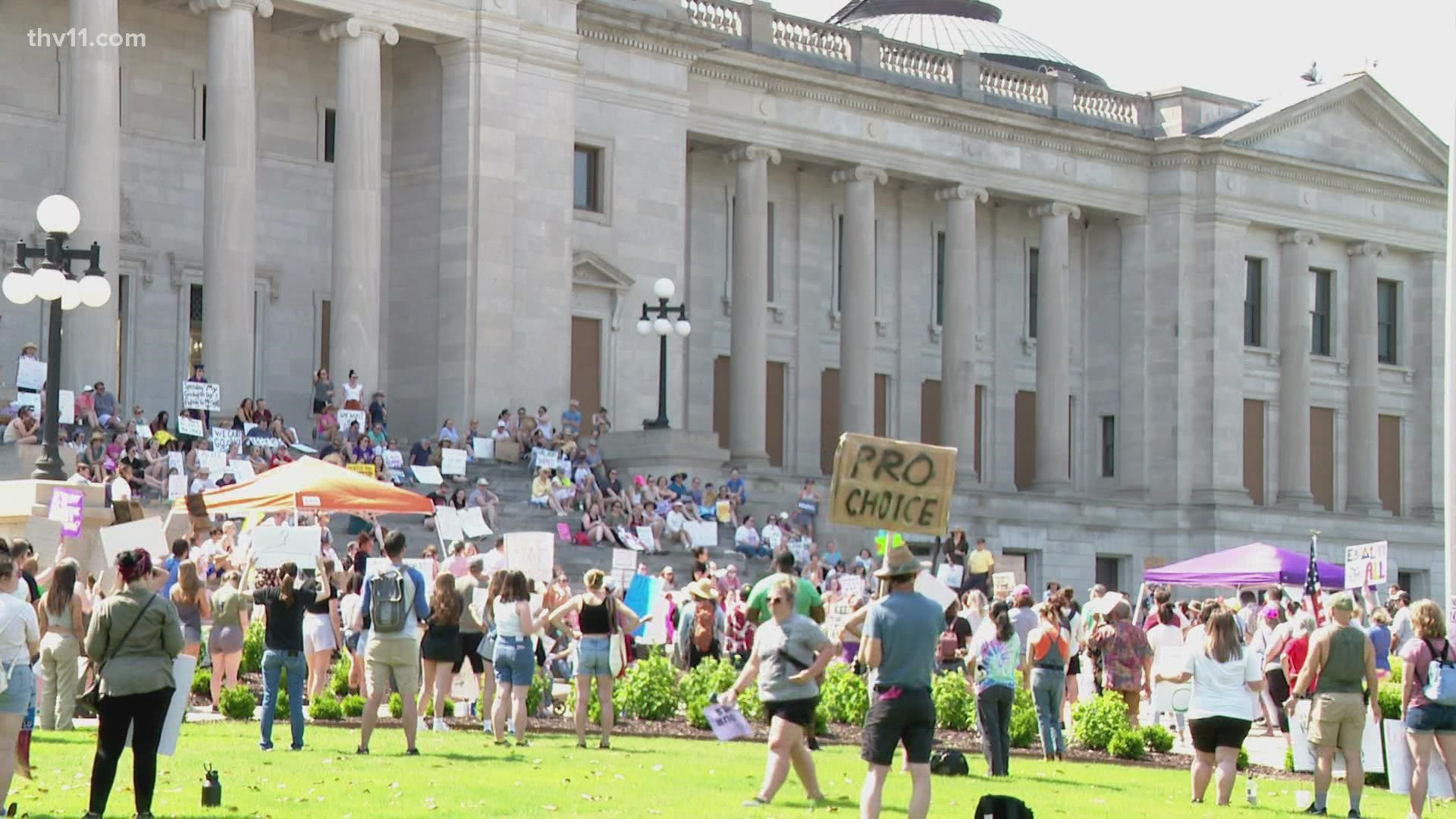 Hundreds of Arkansans arrived in front of the Little Rock State Capitol on Saturday for 'Bans Off Our Bodies.'