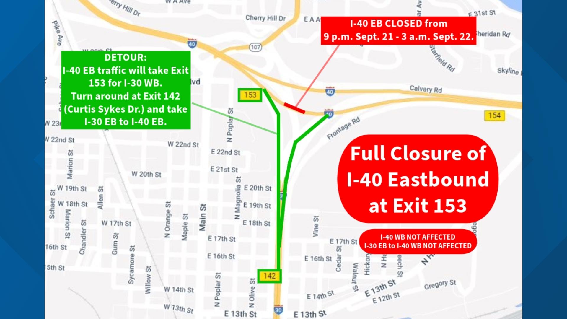 ARDOT announced closure on Intestate 40 eastbound | thv11.com