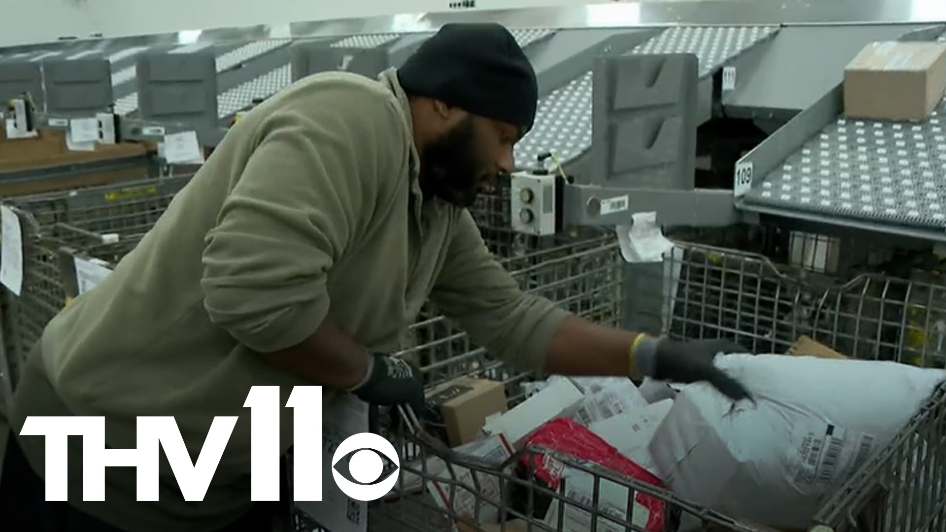 USPS processing plant employees are working as hard as Santa to ensure packages are delivered in time for Christmas. Here’s a look at how they make it happen.