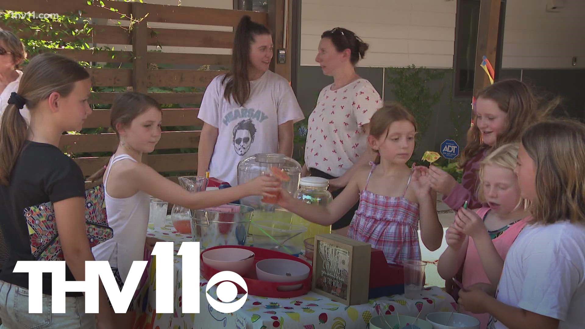 Maylin and Louisa, two friends from Little Rock, hosted a lemonade stand to raise money for Children's Hospital.