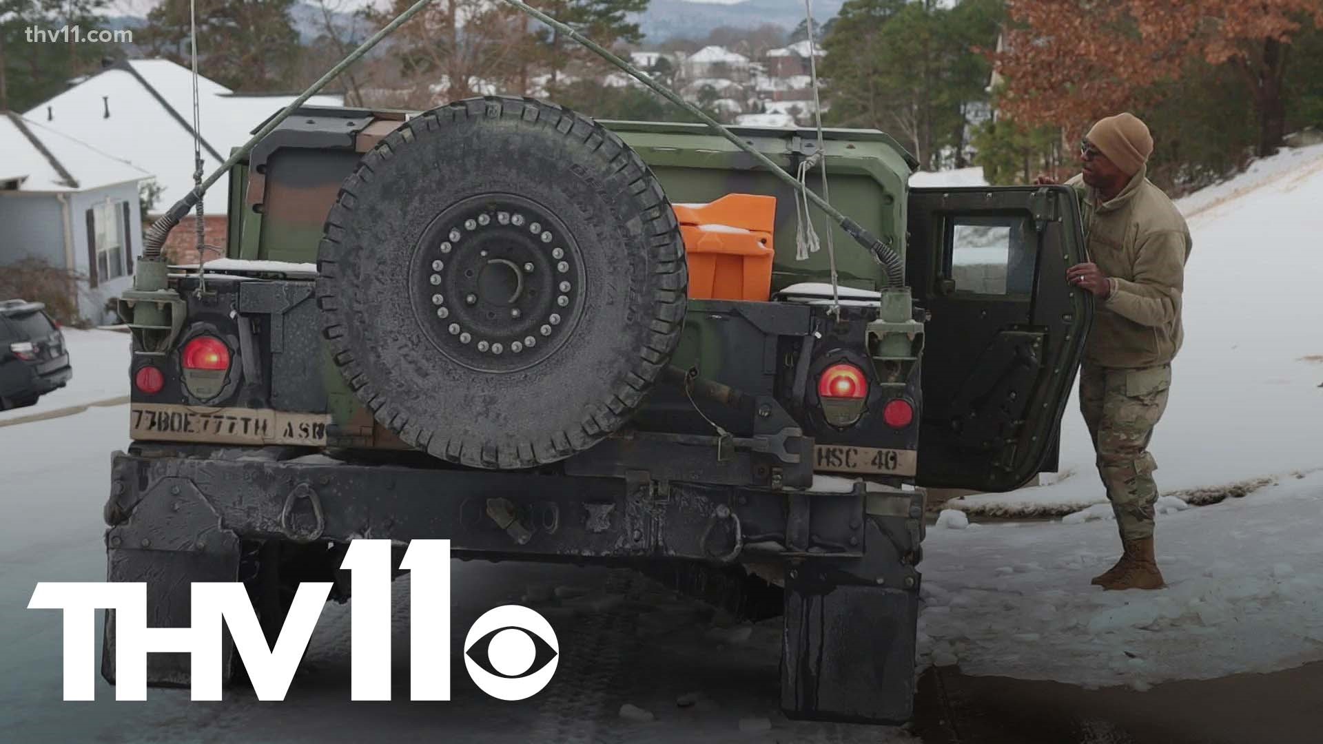 Winter weather caused roads to become icy, with the sun working to clear some of it up. Now, the Arkansas National Guard is doing what it can to help as well.