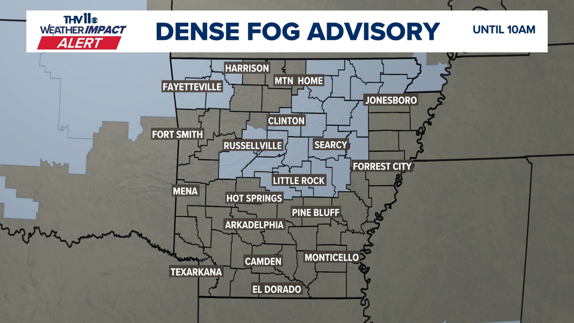 Dense fog impacting Thursday morning commute in central Arkansas