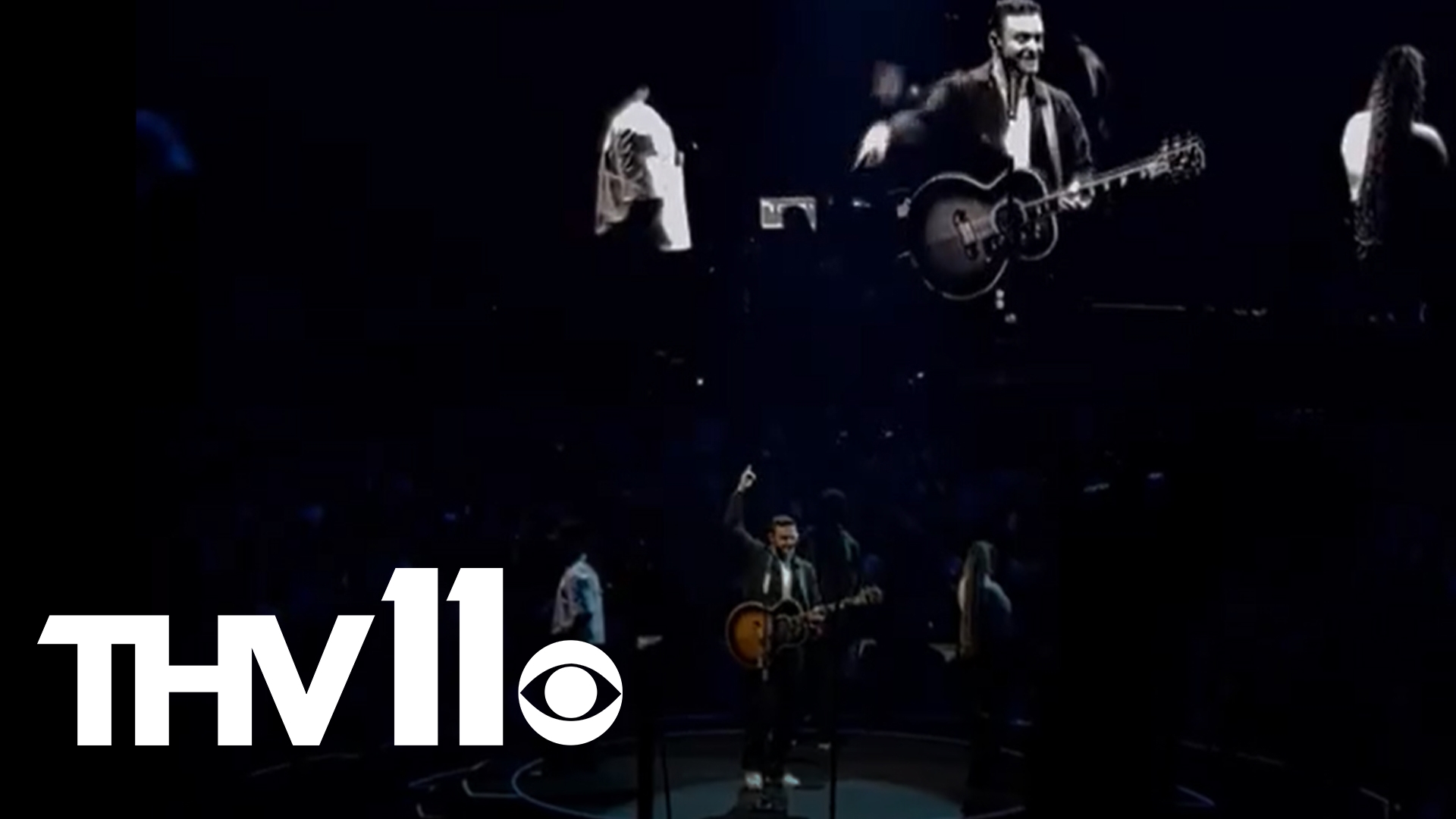 During his concert in North Little Rock, Justin Timberlake and about 17,000 fans called the Hogs after Arkansas's win over Michigan.