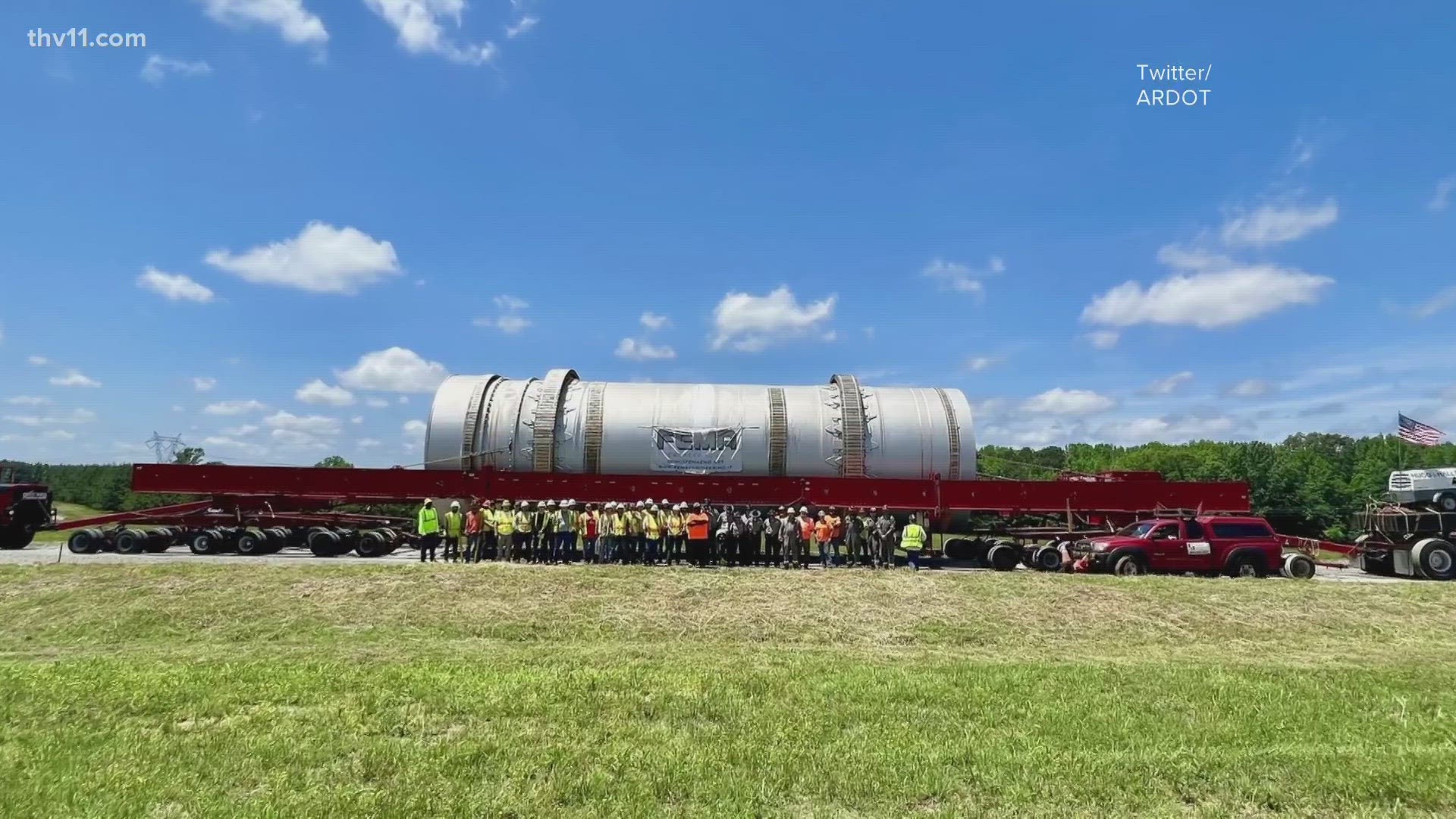A 300-ton kiln furnace from Italy has reached its final destination in Gum Springs after a 6-day journey across south Arkansas highways.