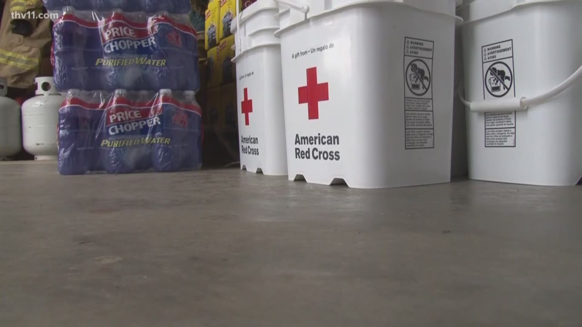 Red Cross volunteers spent the day in the Toad Suck area, distributing clean-up supplies to people impacted by the flood.