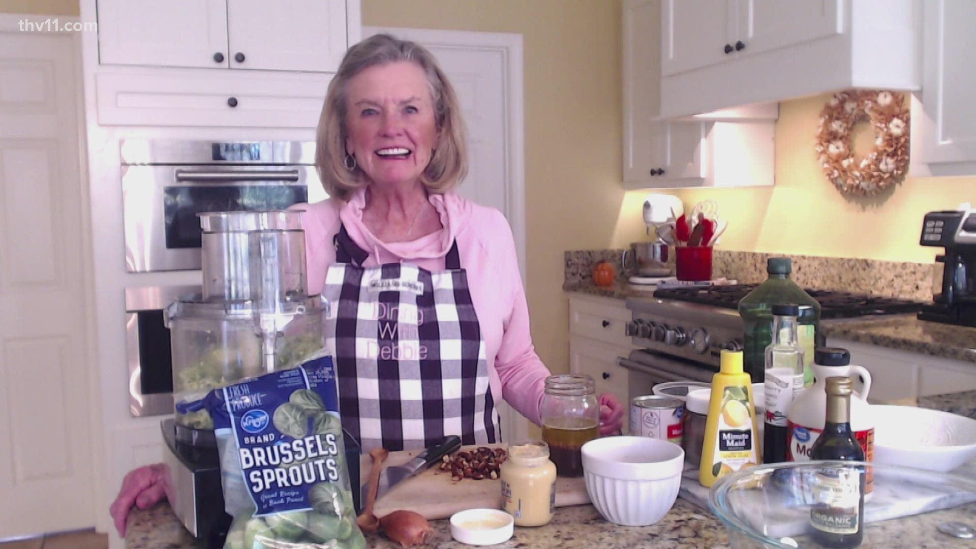 Debbie Arnold shares a recipe for a shaved Brussel sprouts salad with cranberries and smoked almonds.