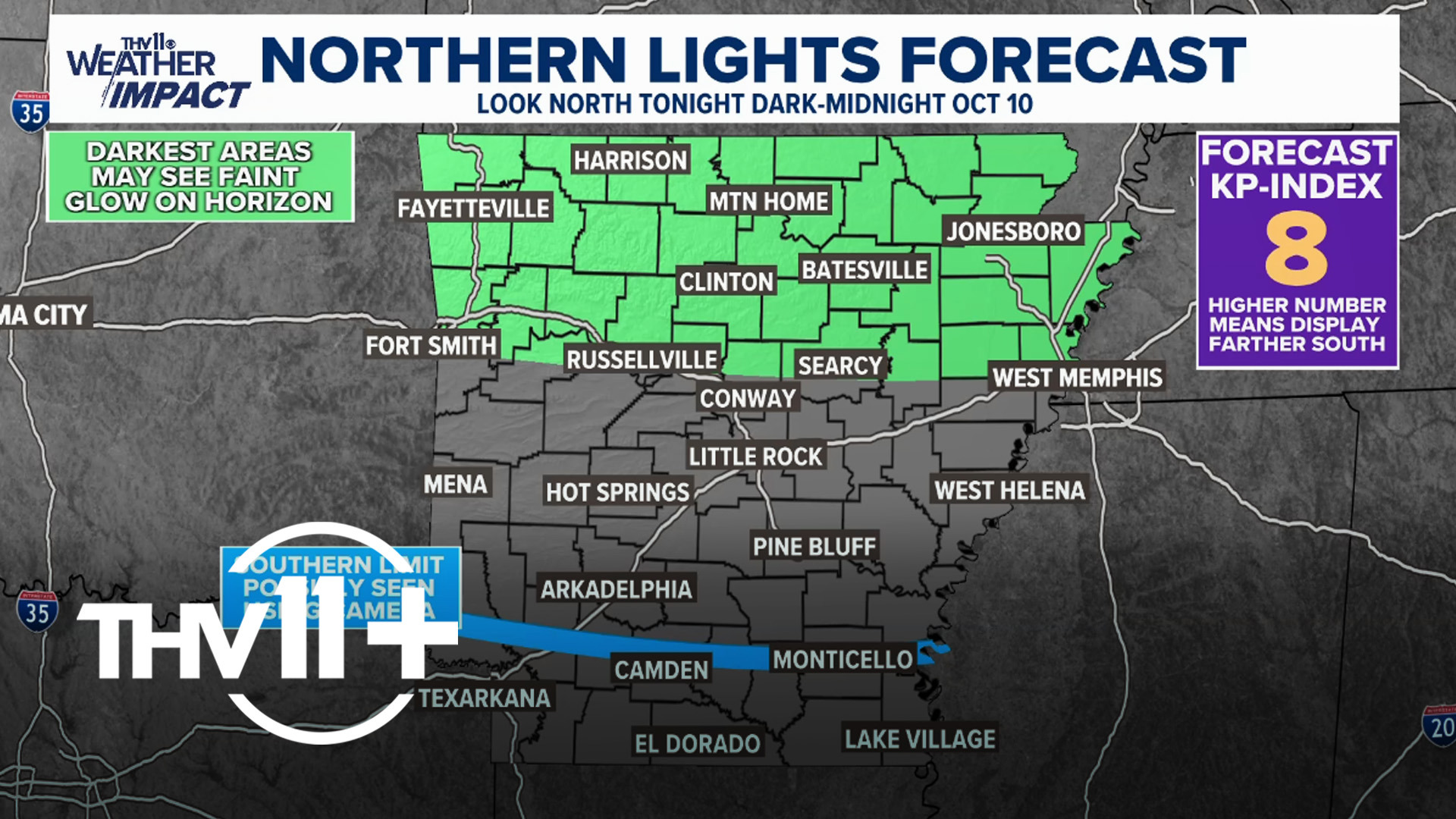 The Northern Lights will be visible in parts of Arkansas on Thursday night, here's what you should know if you plan to watch.