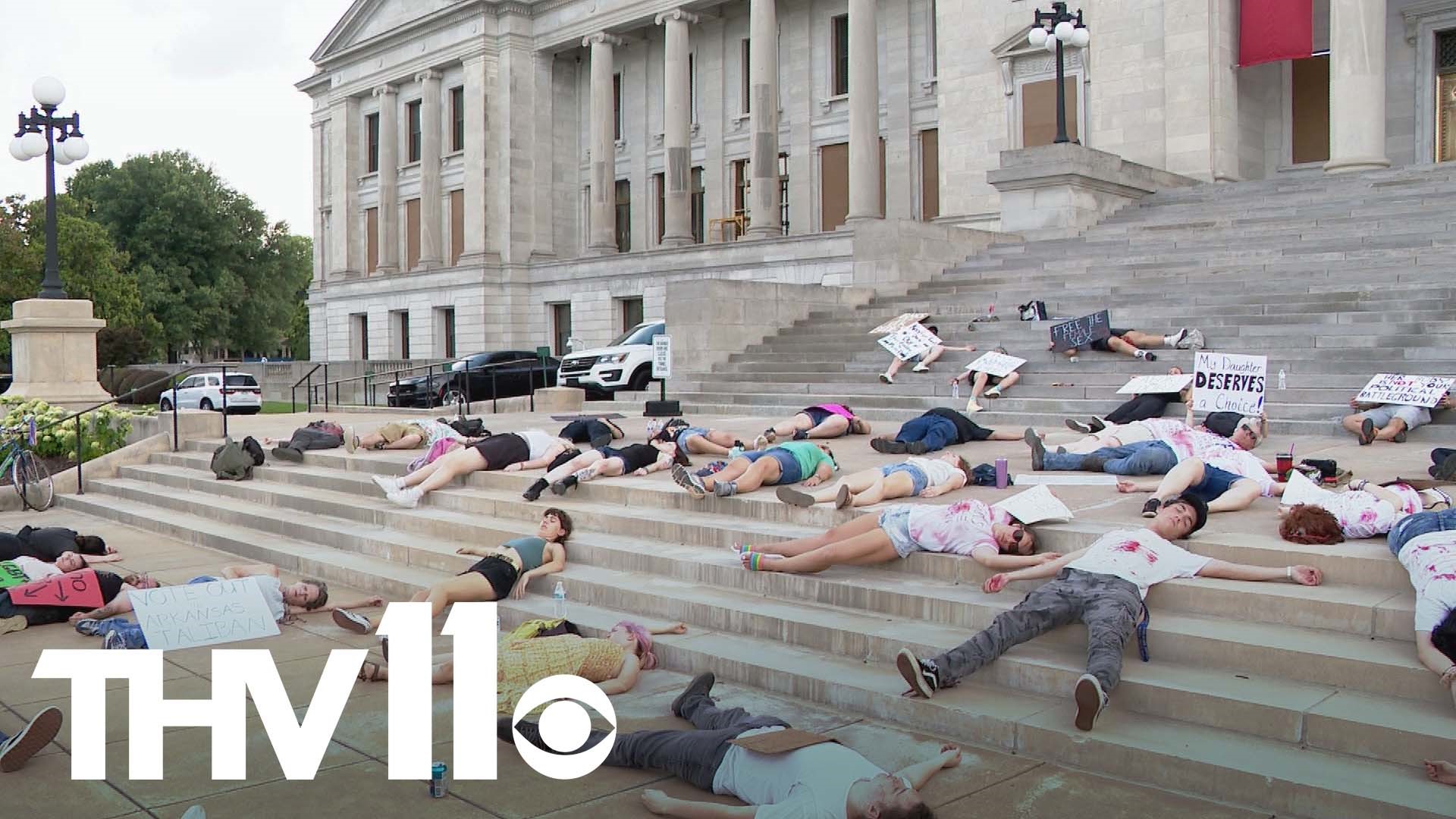 Many Arkansans participated in a die-in on Saturday as the weeklong protests continued in the wake of Roe v. Wade being overturned.