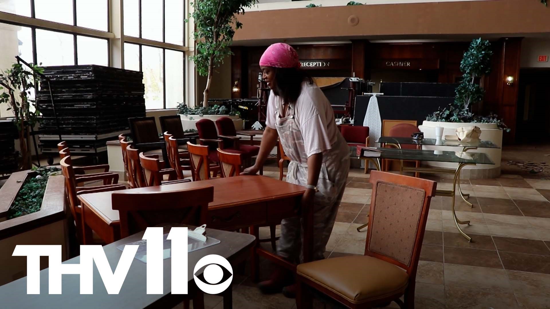 The Plaza Hotel in Pine Bluff has sat empty for years after shutting down. Now, they're selling old items to raise money towards building new homes.