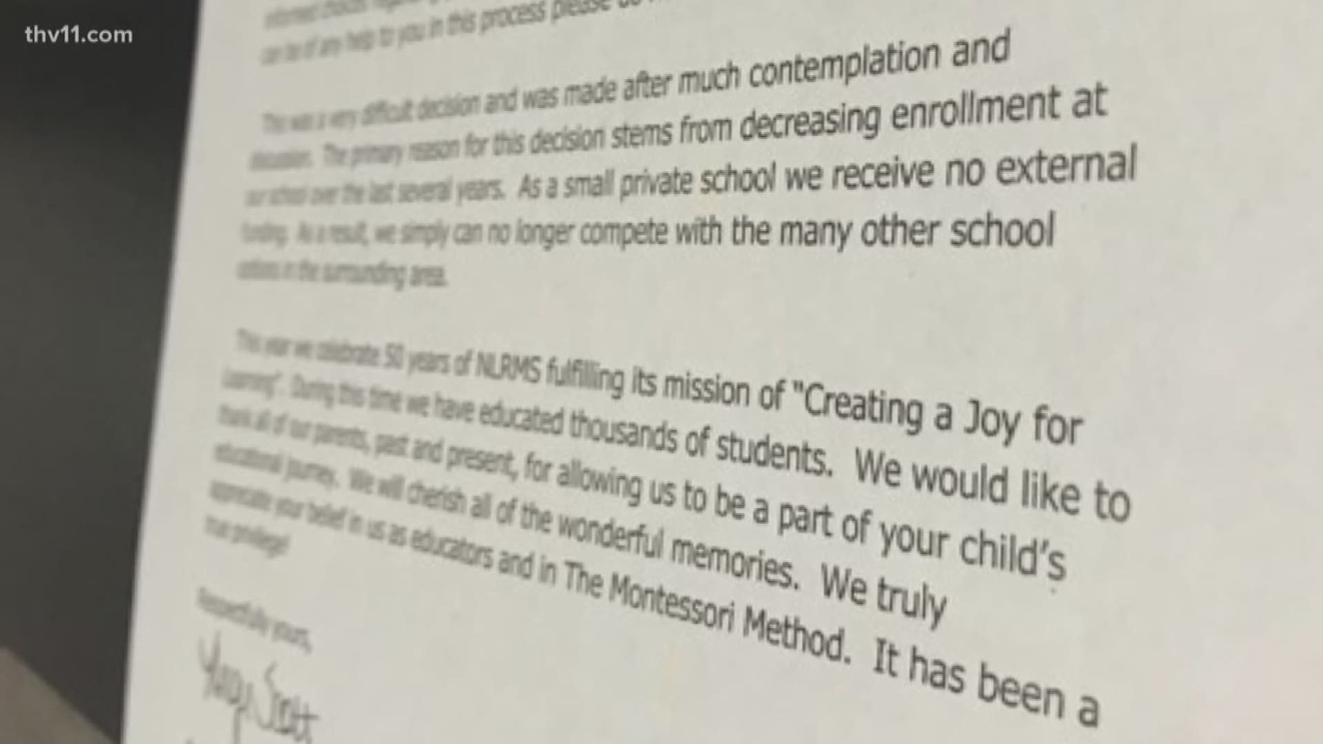 When the North Little Rock Montessori School administration sent home letters that the school would be closing, teachers also learned they would lose their final 6 paychecks.