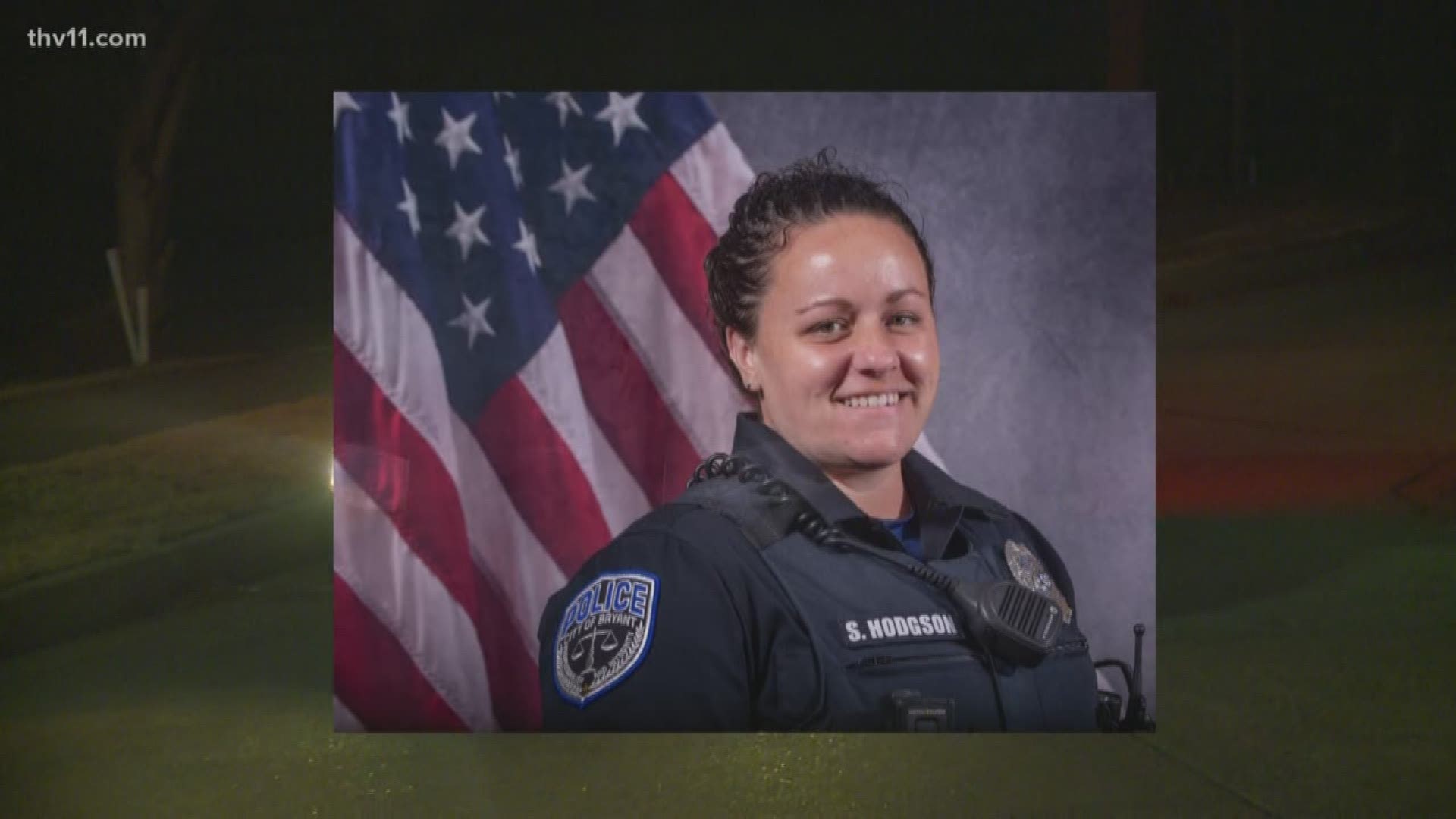 Officer Samantha Hodgson shows her battle wounds where shotgun pellets tore into her head.