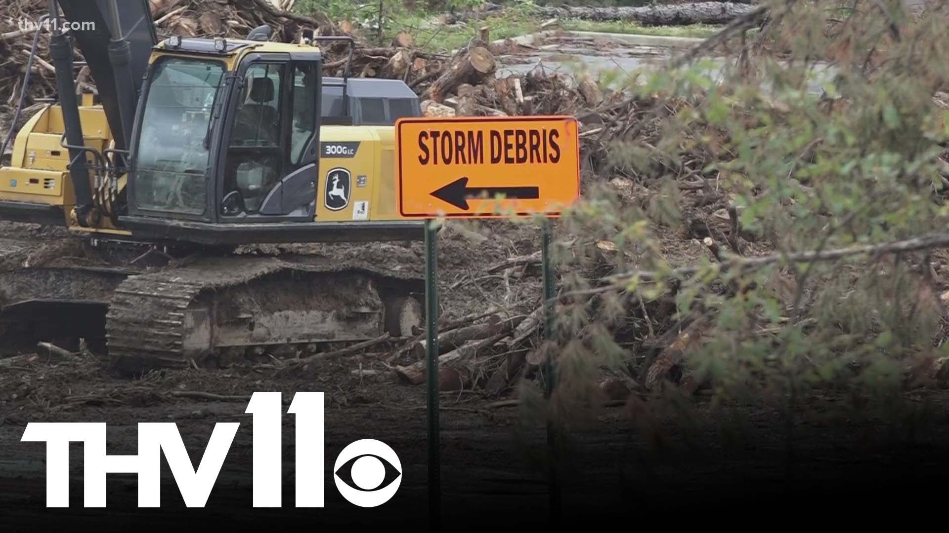 Crews are still working around the clock to clear debris in cities like Little Rock and Sherwood, where they've even had to call in outside help for aid.