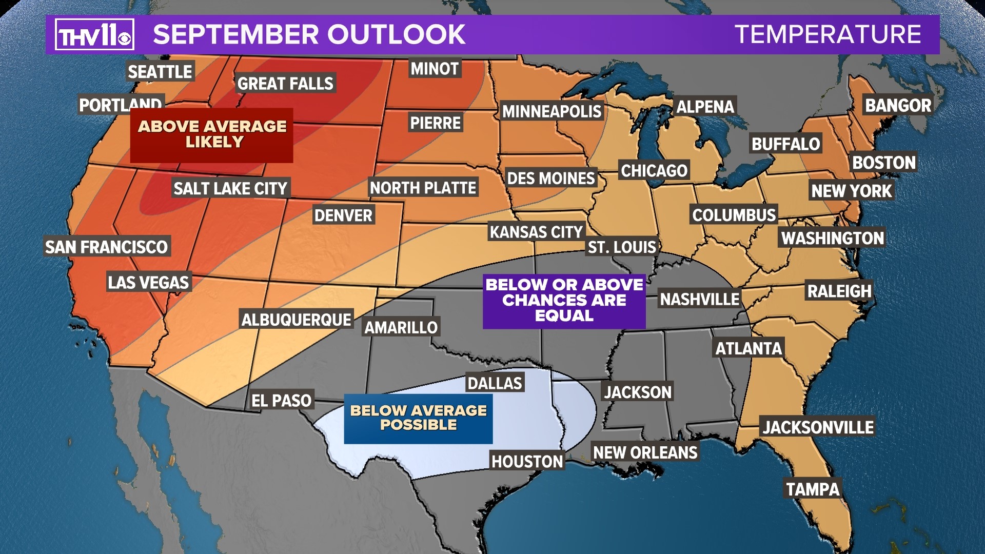 Meteorological Fall Arkansas September weather outlook