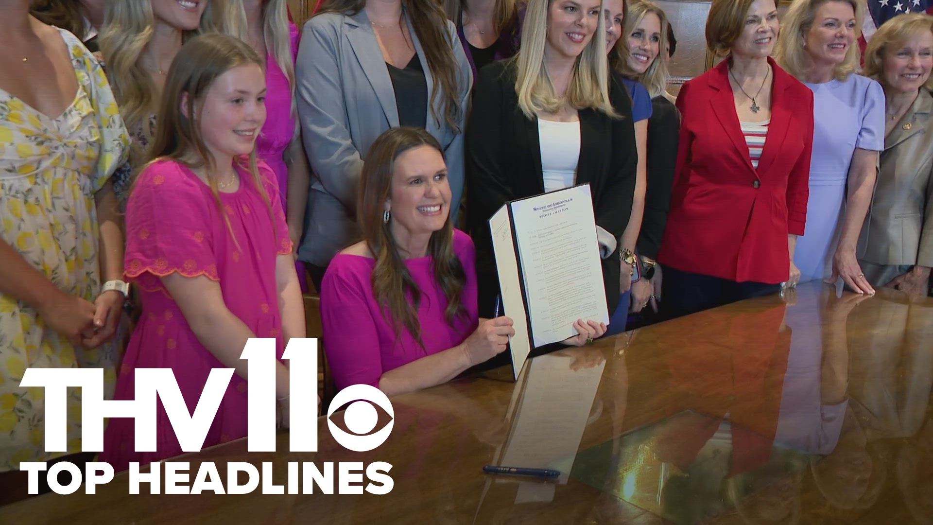 Jurnee Taylor delivers Arkansas's top news stories for May 3, 2024, including Gov. Sarah Huckabee Sanders opposing the new title IX rules.