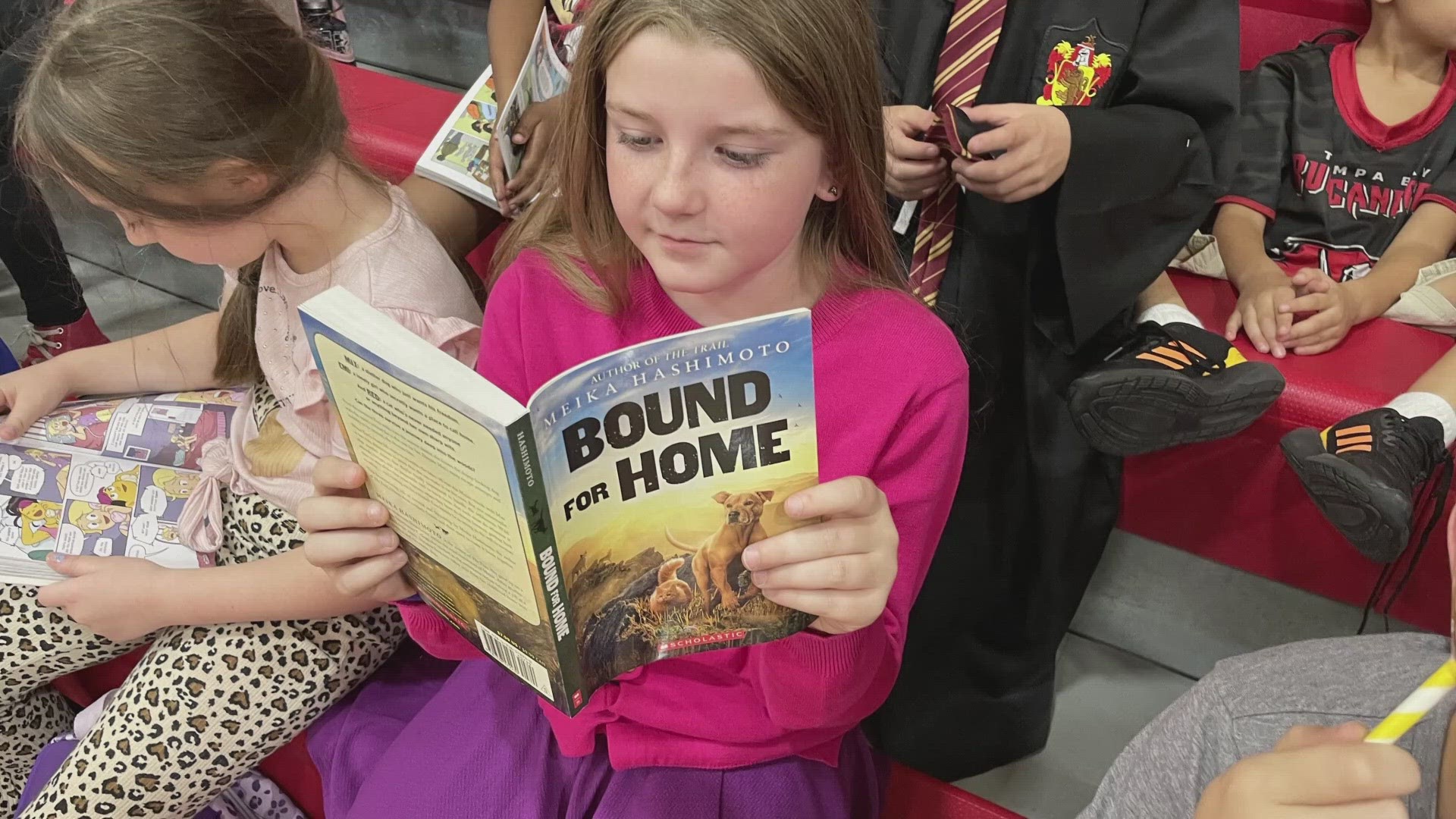 Craig O'Neill's Reading Roadtrip visited the Anthony School to check out its book parade.