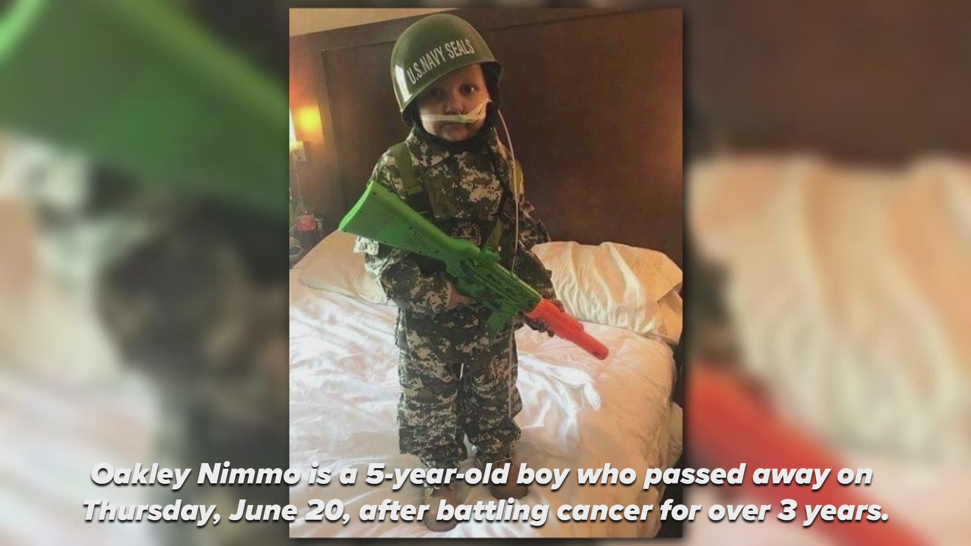 Oakley Nimmo is a 5-year-old boy who passed away on Thursday, June 20, after battling cancer for over 3 years.