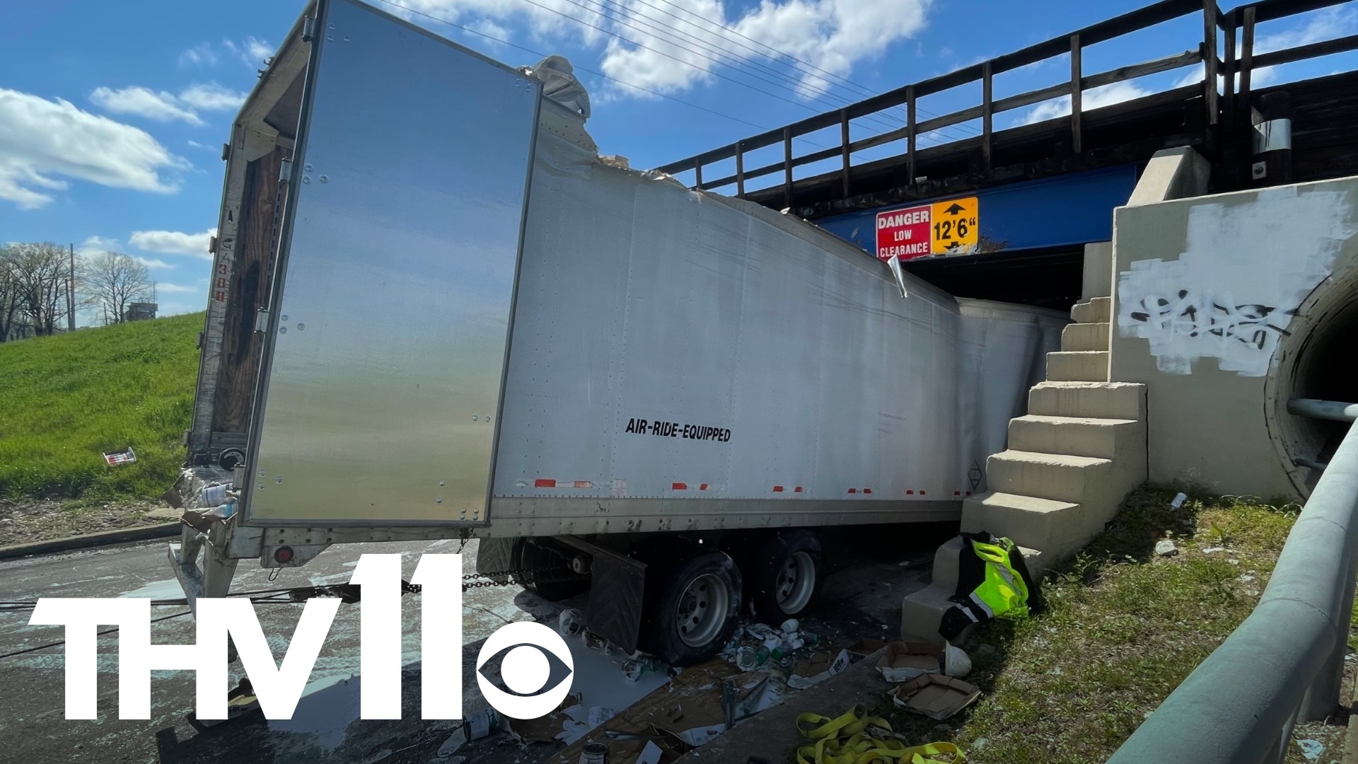A bridge will need to be inspected after a truck got stuck underneath it in North Little Rock, Arkansas.