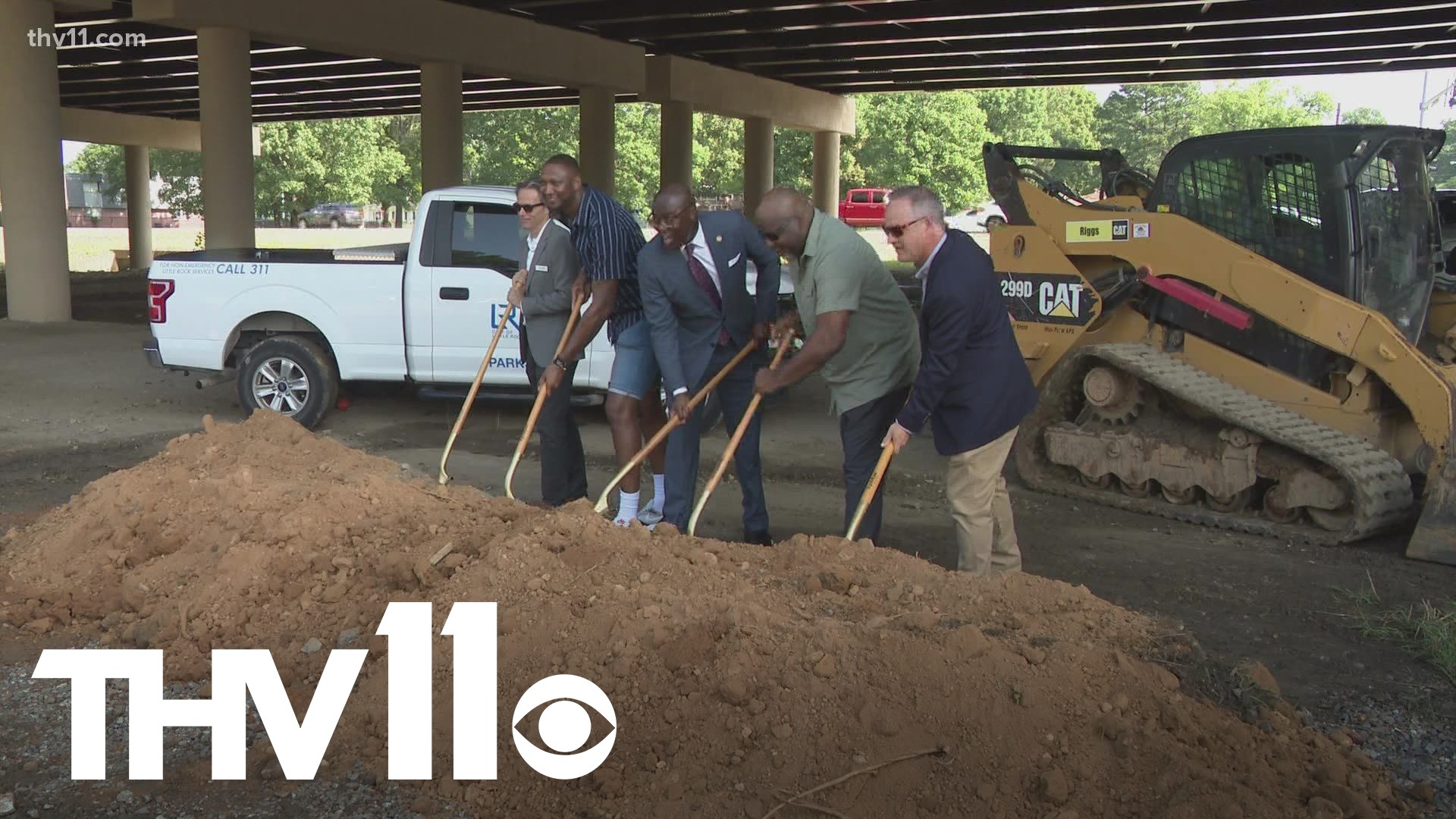 A groundbreaking ceremony was held for basketball courts set to go back in place under I-630 at Kanis Park. Three courts and a half-court are expected by this Fall.