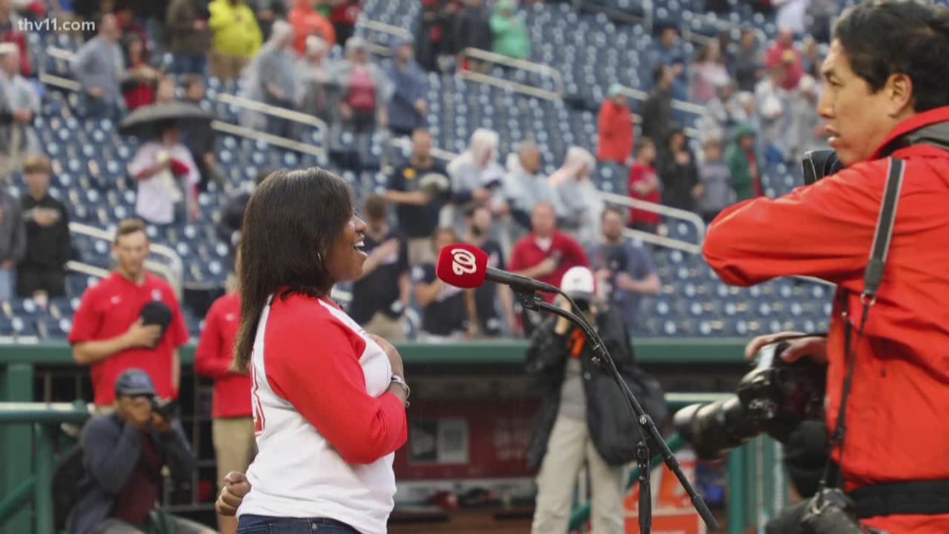 14-year-old Little Rock teen Tania Kelley is making us proud by singing the national anthem at a Washington Nationals game last month.