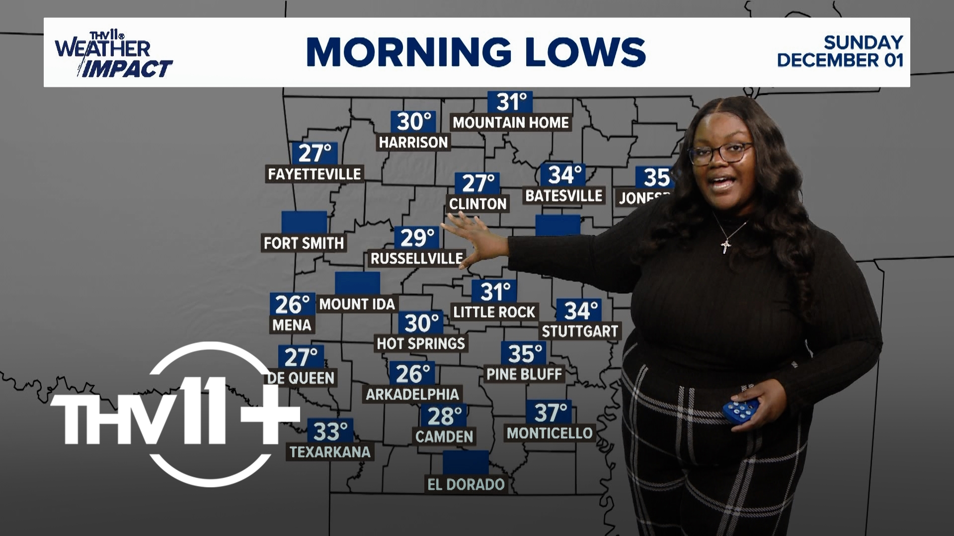 Meteorologist Symone Thomas delivers your THV11 weather forecast for December 1, 2024.