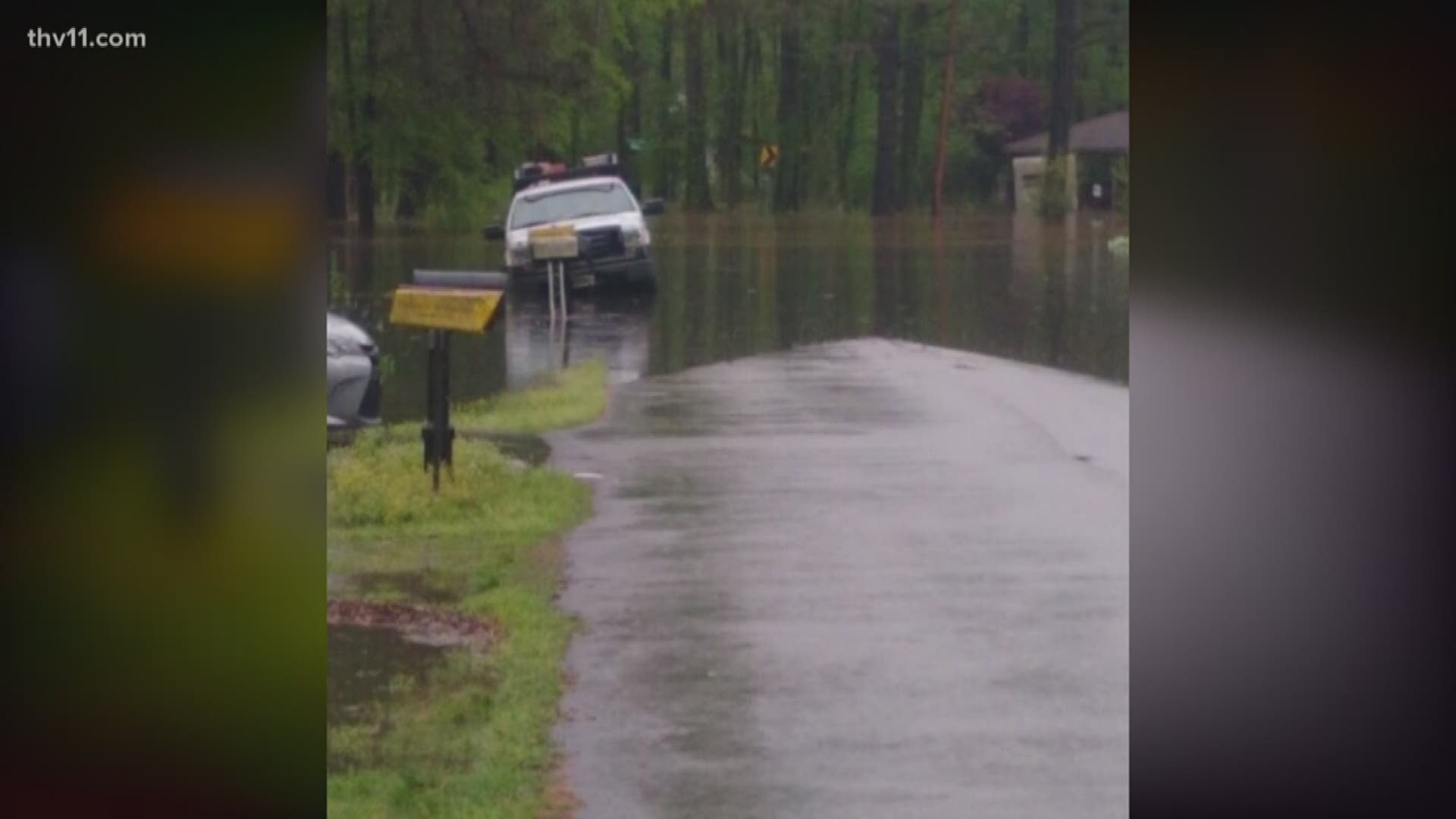 Water still stands in yards and drainage culverts along Donnie Drive in Shannon Hills.