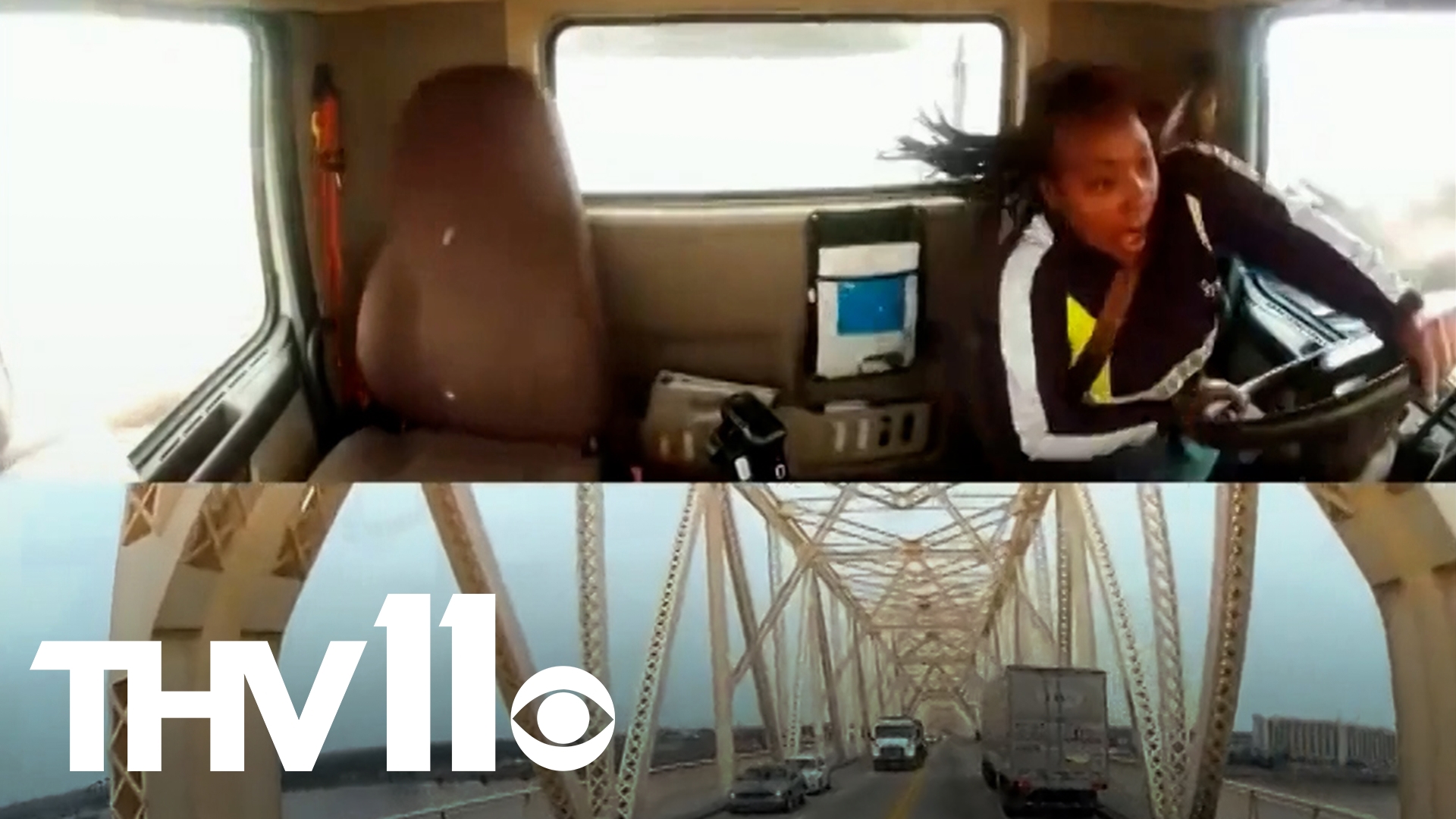 Dash cam video captured the moment a semi-truck crashed off the side of a bridge and dangled over the Ohio River in Louisville, Kentucky on March 1.