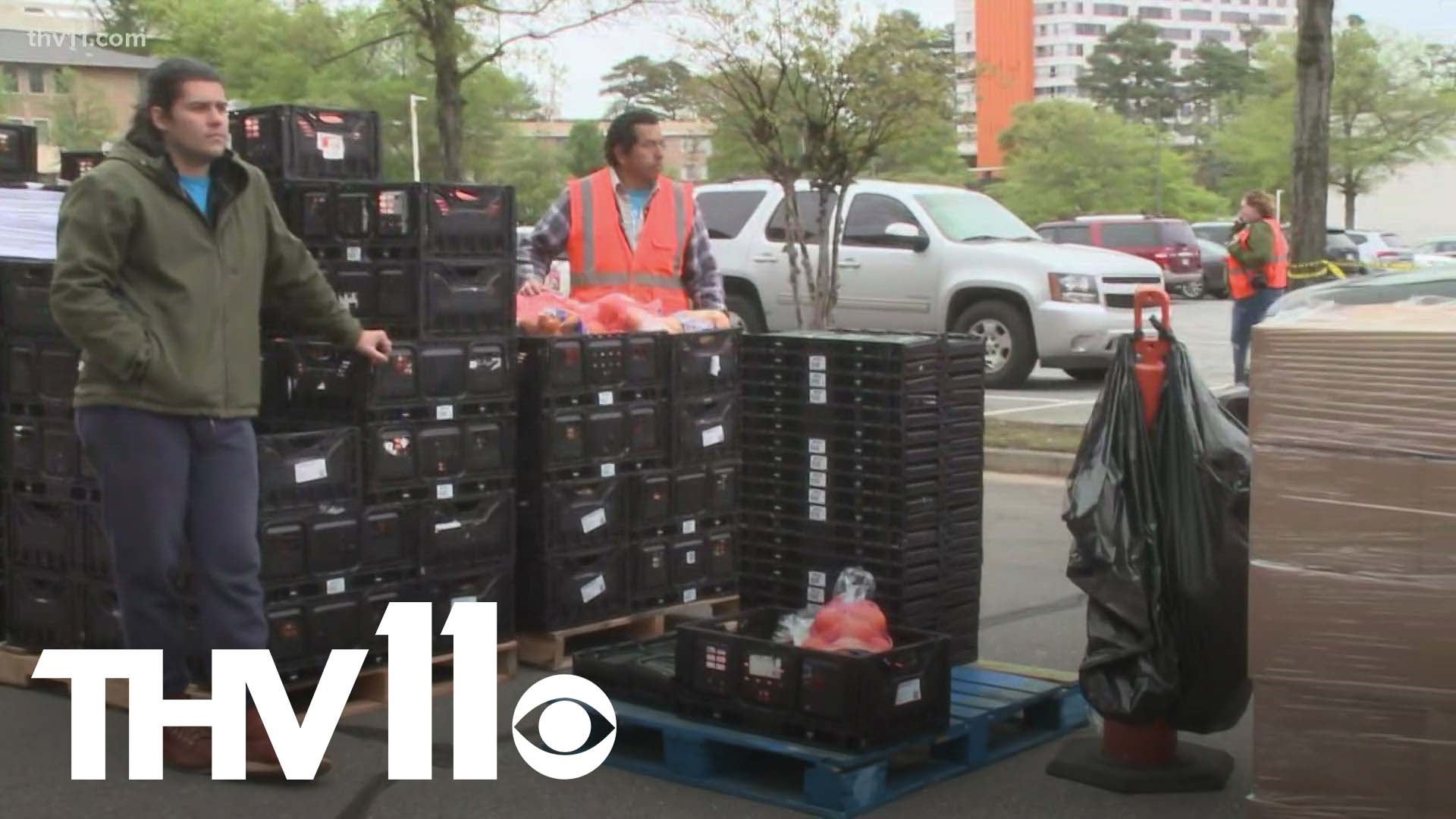 Hundreds of people were fed at Park Plaza Mall in Little Rock during a massive food distribution event for those impacted by tornadoes.