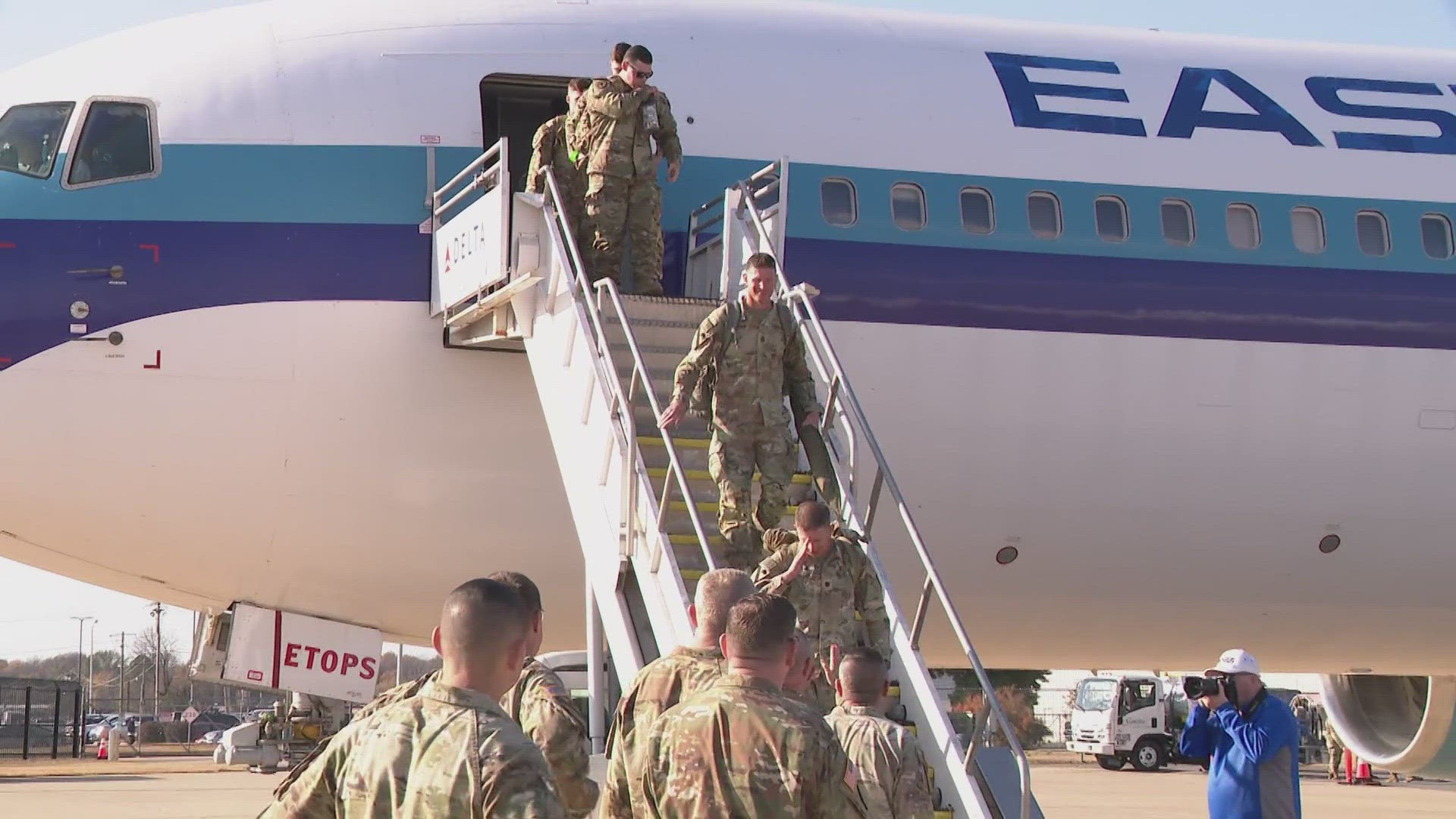 Over 300 Arkansas families greeted members from the National Guard as they returned home from the Middle East.