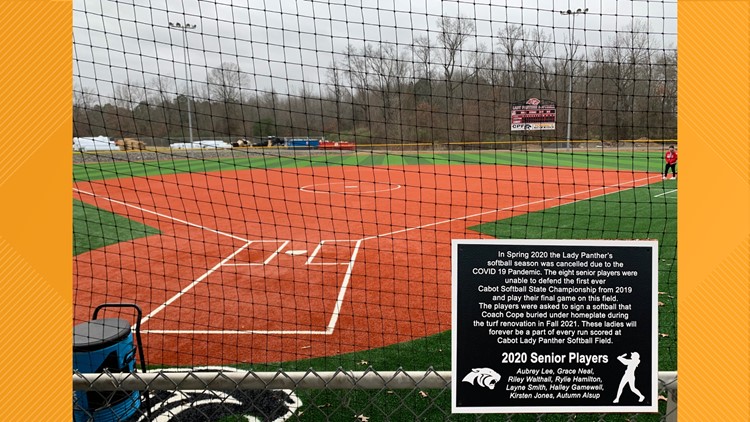 Renovated Cabot softball field dedicated to 2020 seniors who lost their season