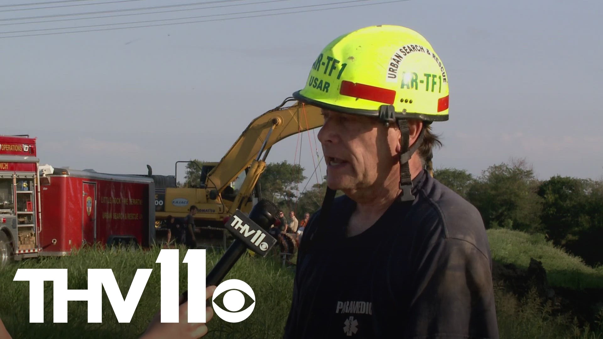 Several agencies were assisting with an incident where a man was stuck inside a trench at Sandage Farms in England, Arkansas.