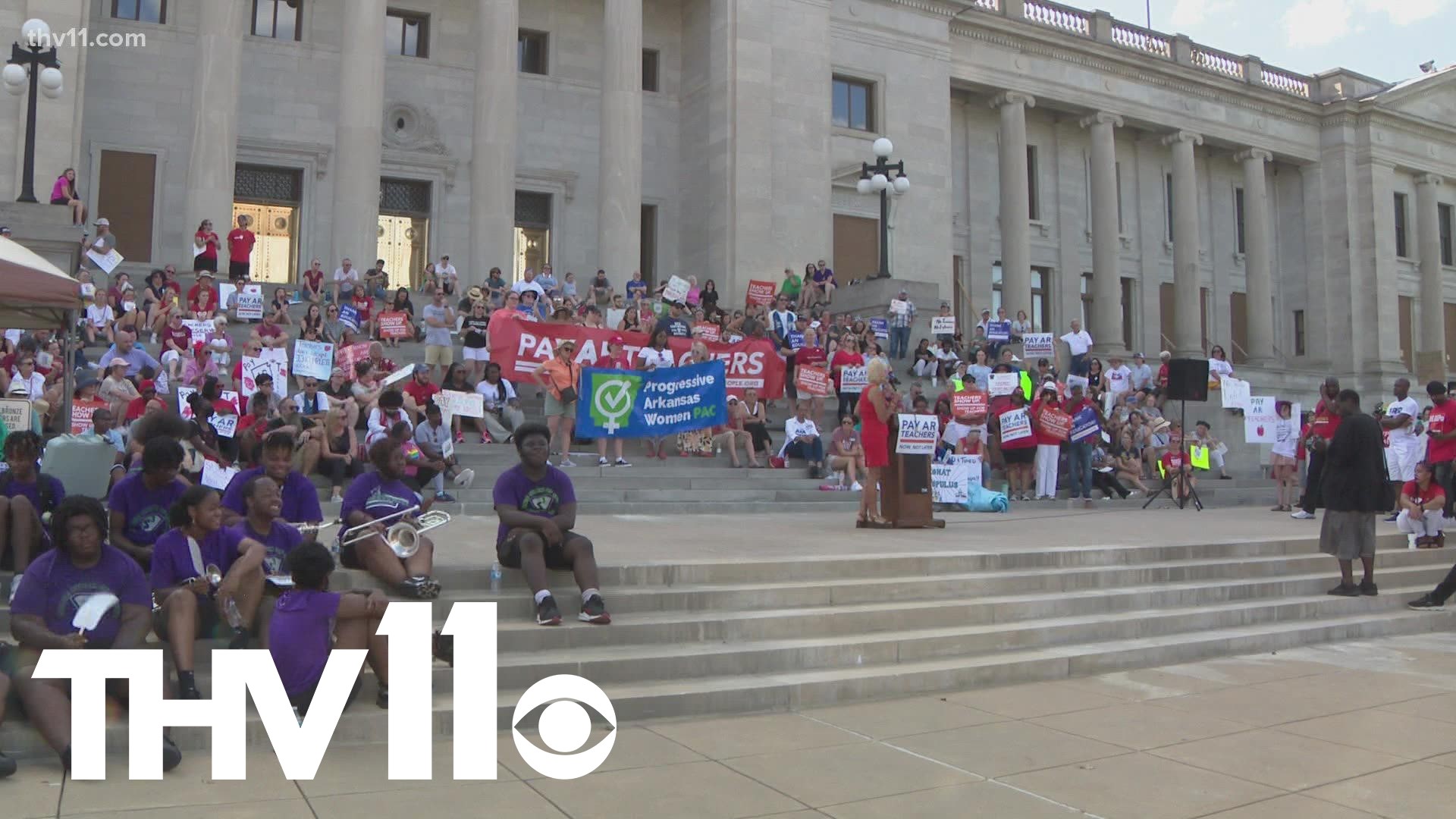 Arkansan teachers gathered at the capitol to ask the state for pay raises, and for them to be put on the upcoming special session agenda.