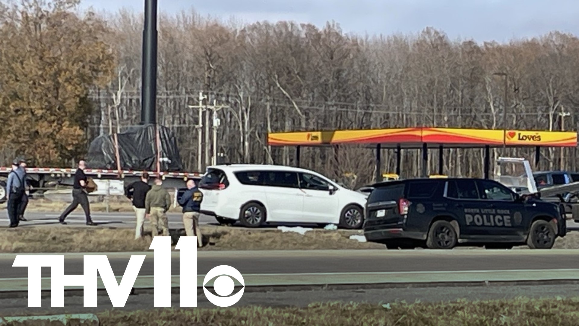 According to Arkansas State Police, one person is dead after firing on two officers during a traffic stop on Interstate 40 in North Little Rock.