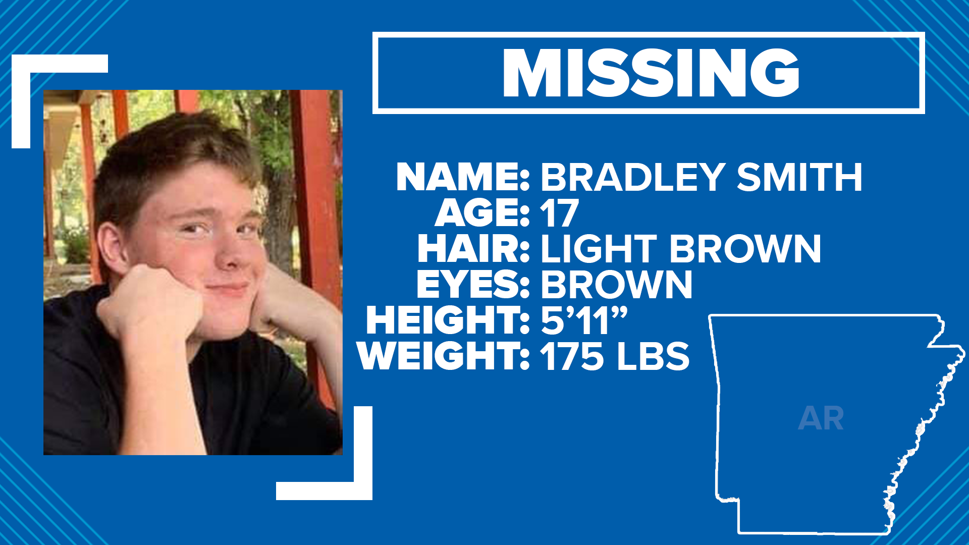 The Independence County Sheriff's Department is asking for the public's help in searching for missing 17-year-old Bradley Smith.